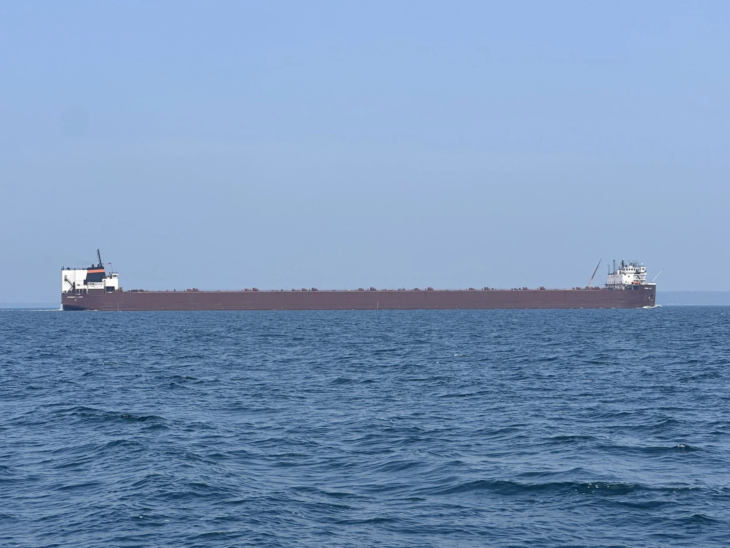 A big freighter on its way to the straights