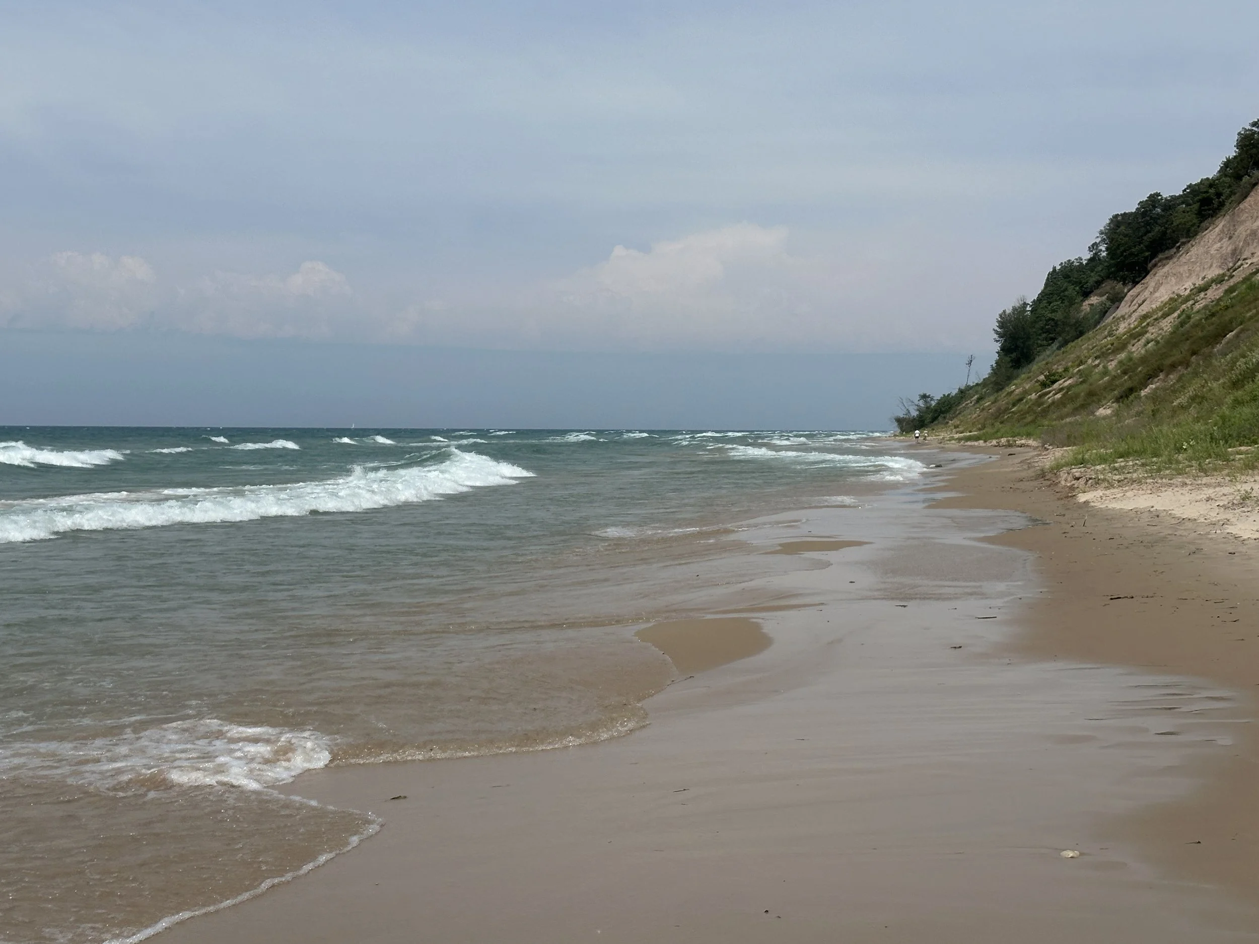 View of Frankfort beach with bigger waves