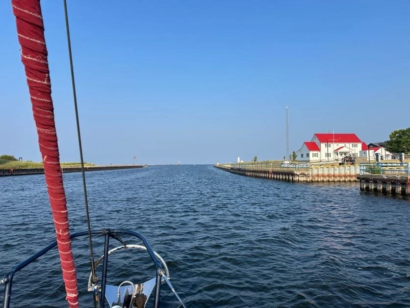 Leaving Lake Betsie past the Coast Guard station