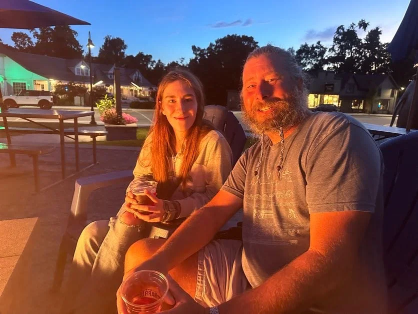Captain and Evelyn at dinner