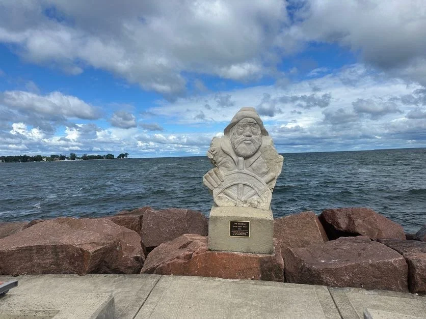 View from the breakwater on our morning walk