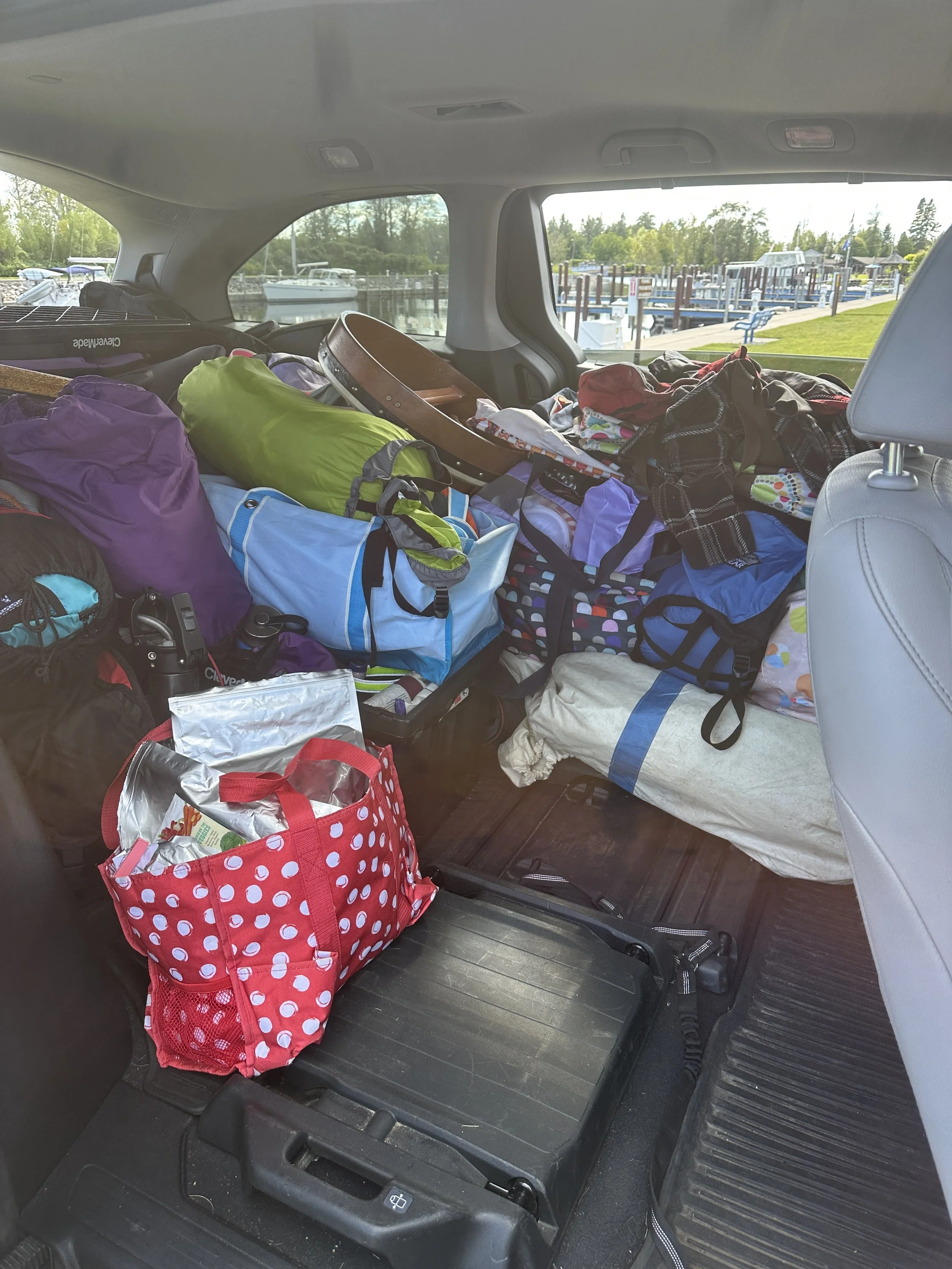 Packed minivan (space for Kona!)