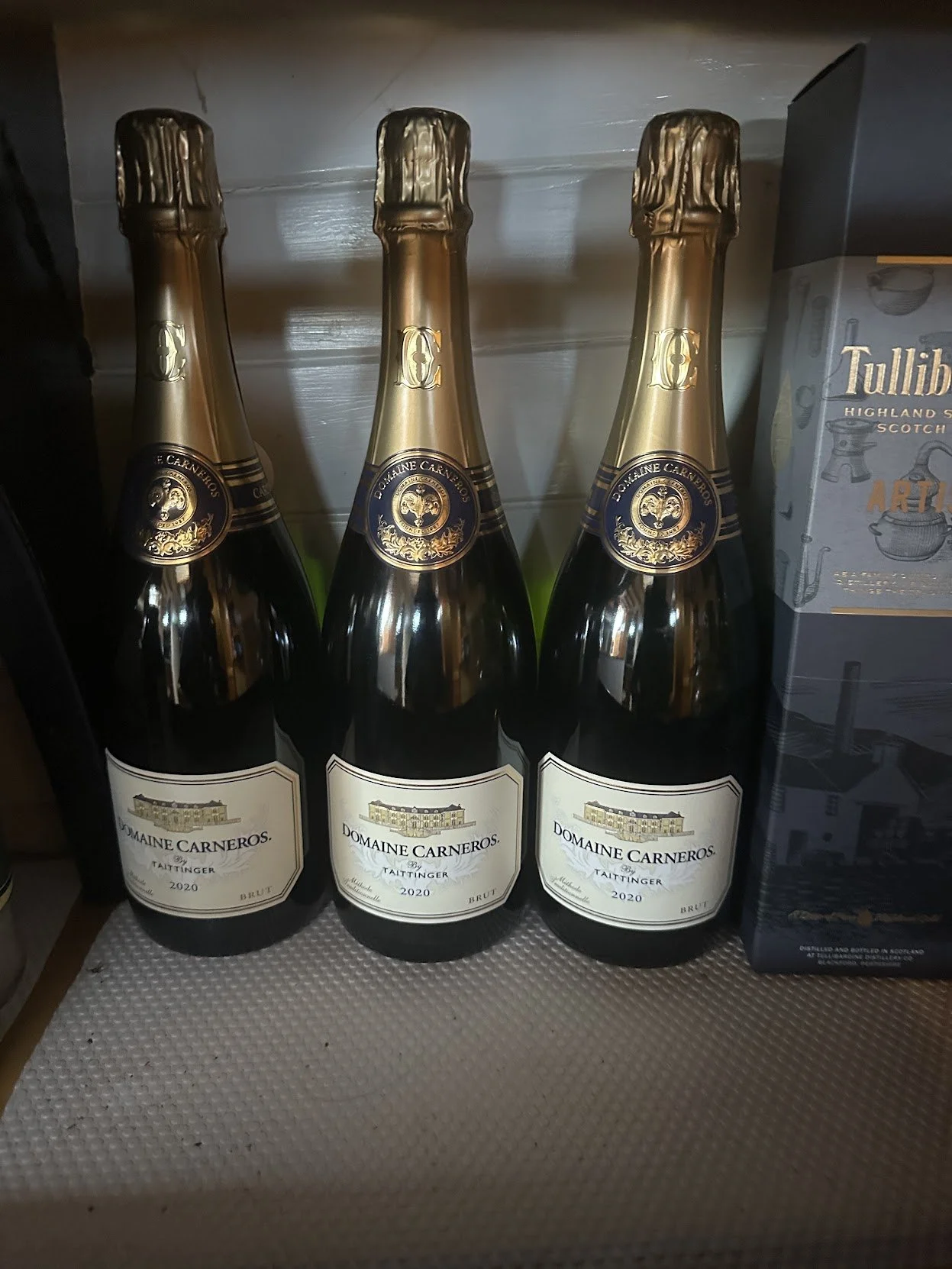 We put three bottles of bubbly aboard