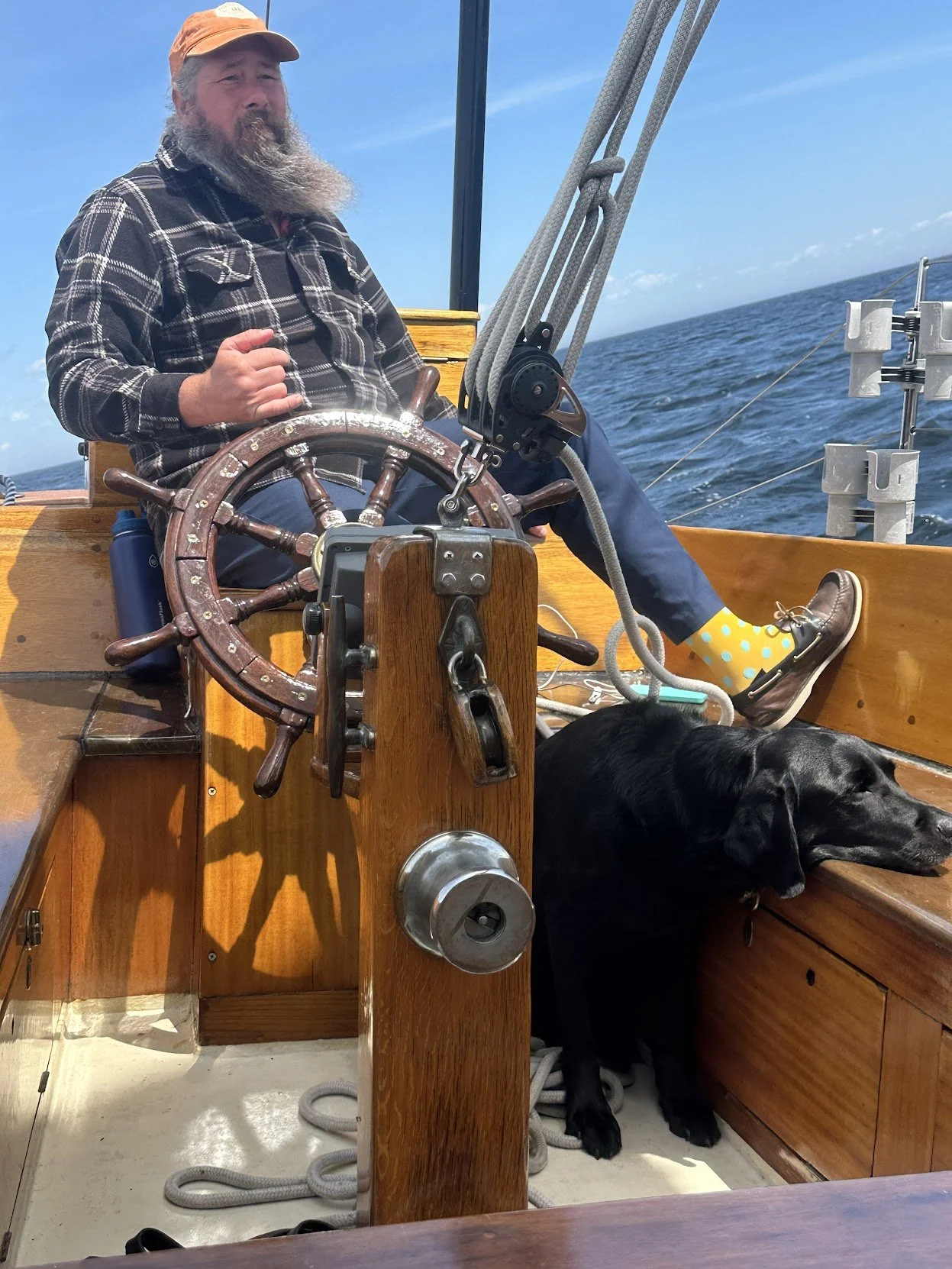 Captain and Kona underway