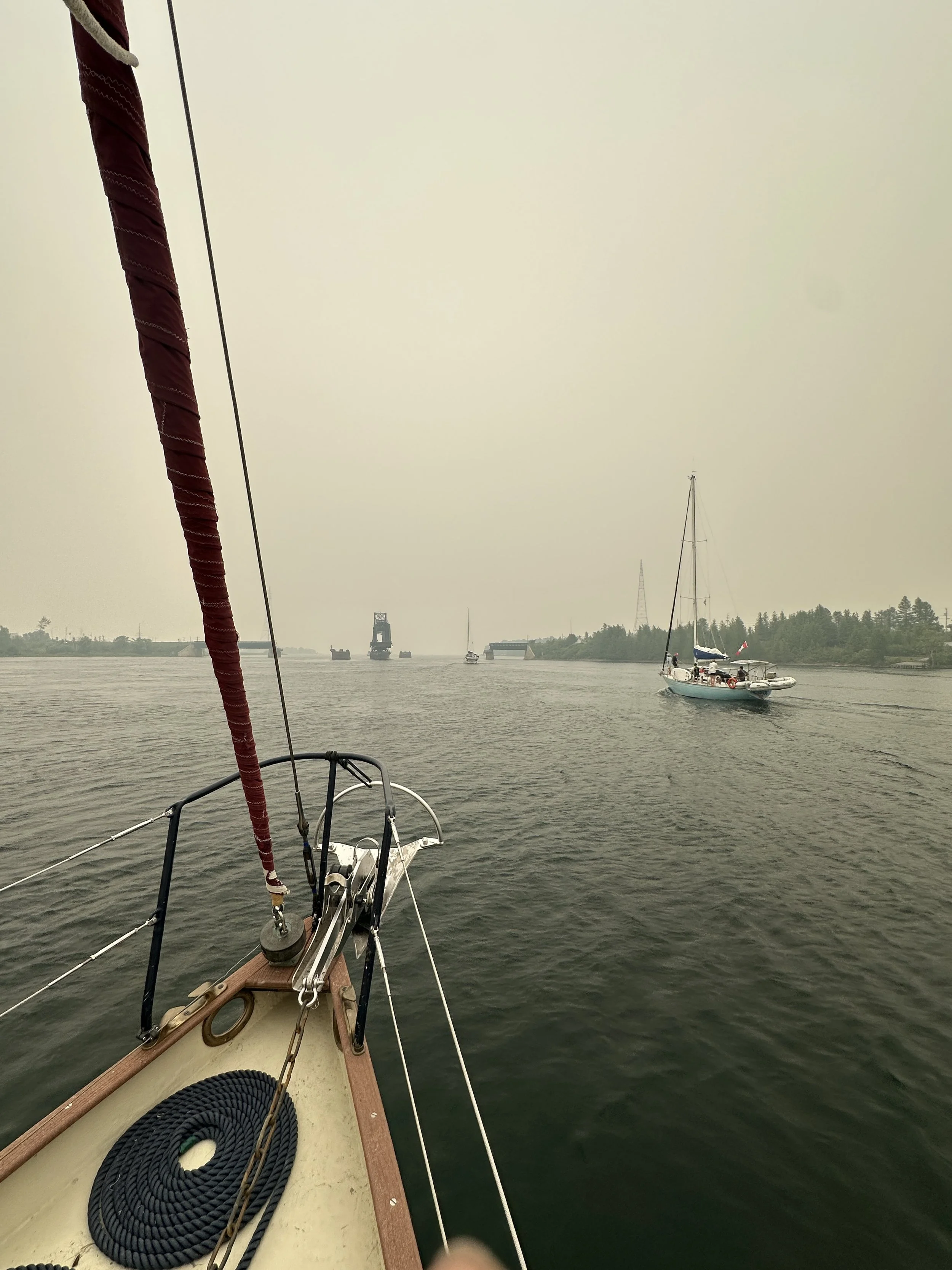 Our flotilla going through the bridge