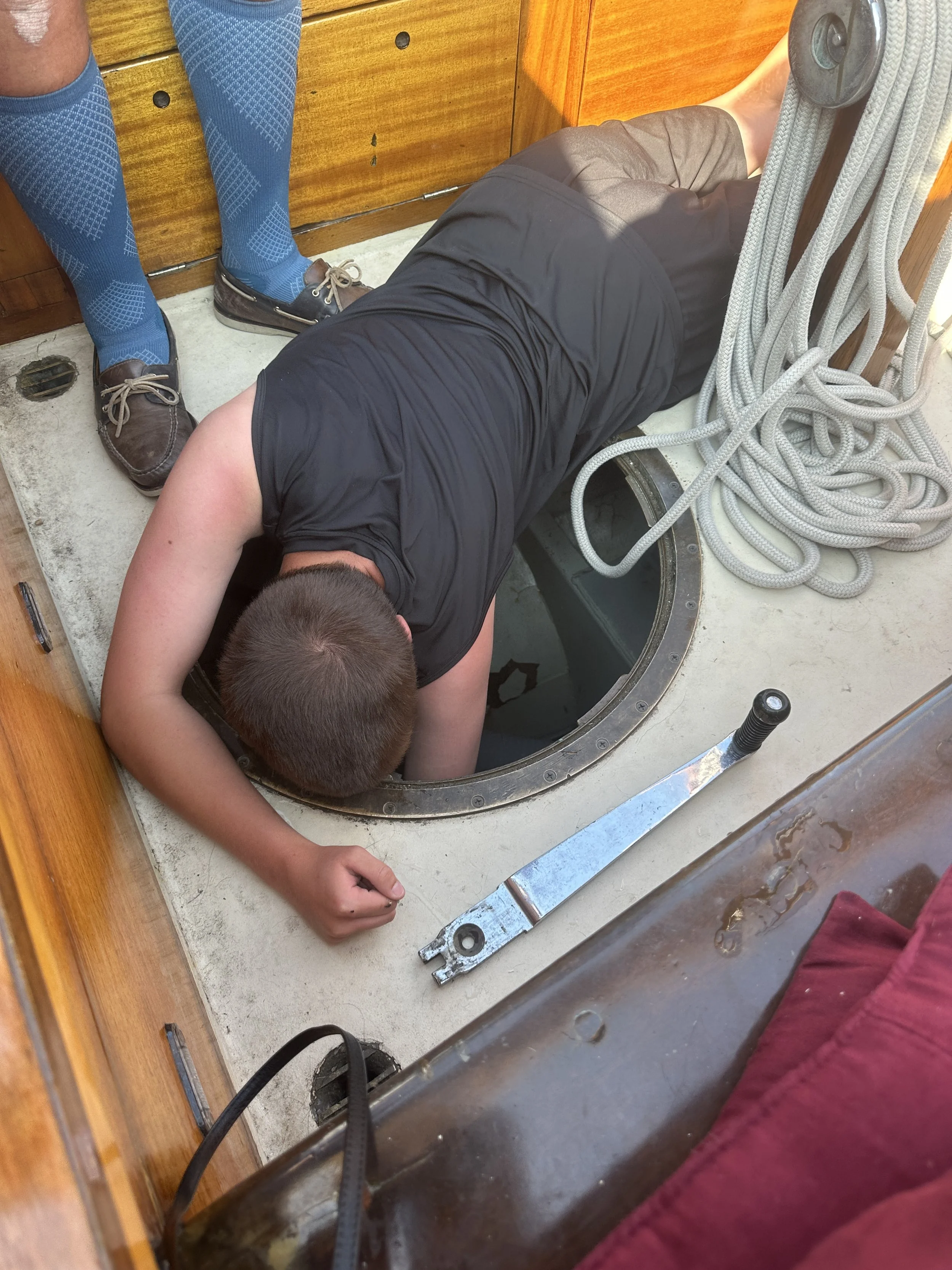 Cory getting the lost winch handle