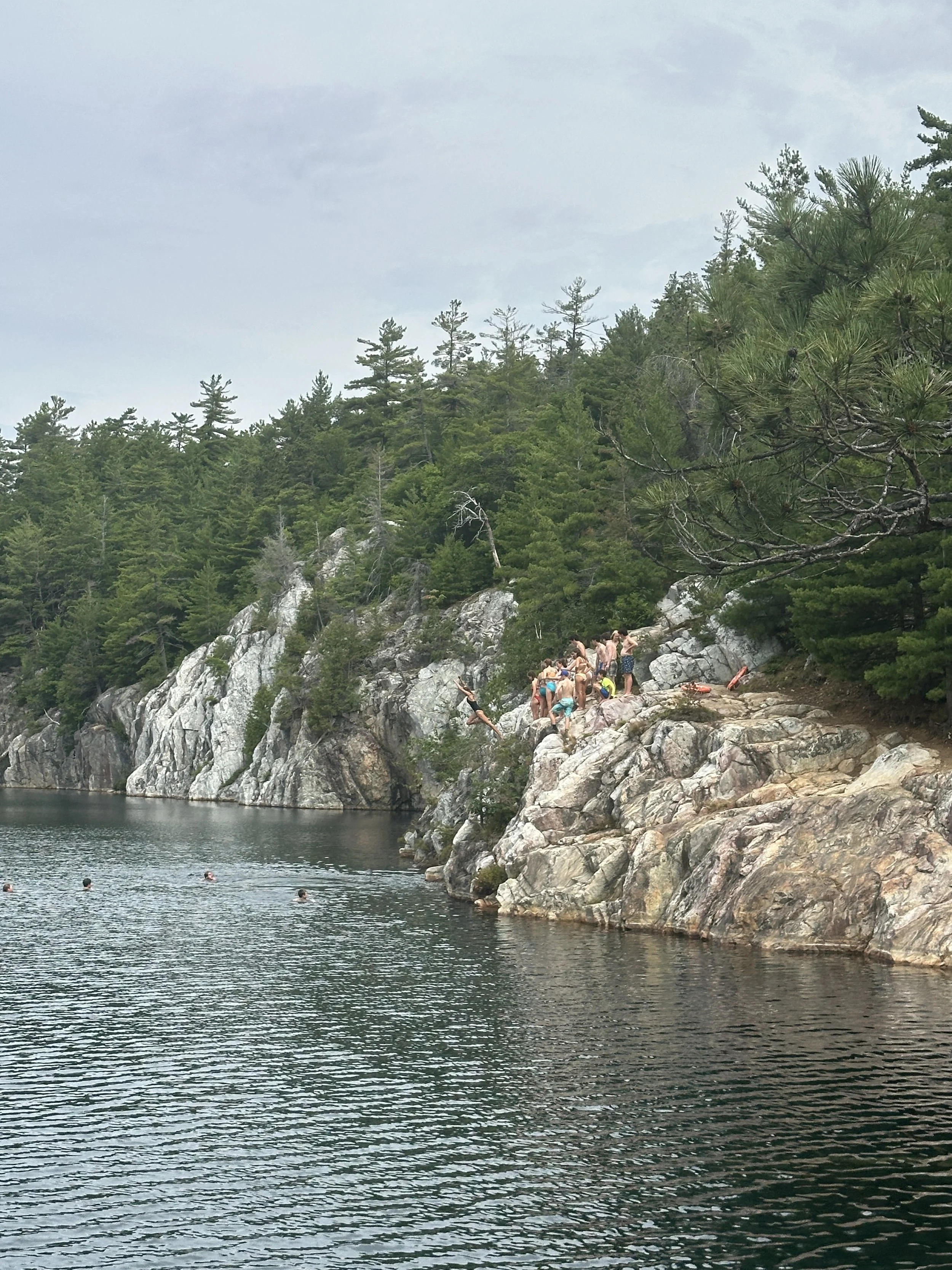 Kids doing cliff jumps