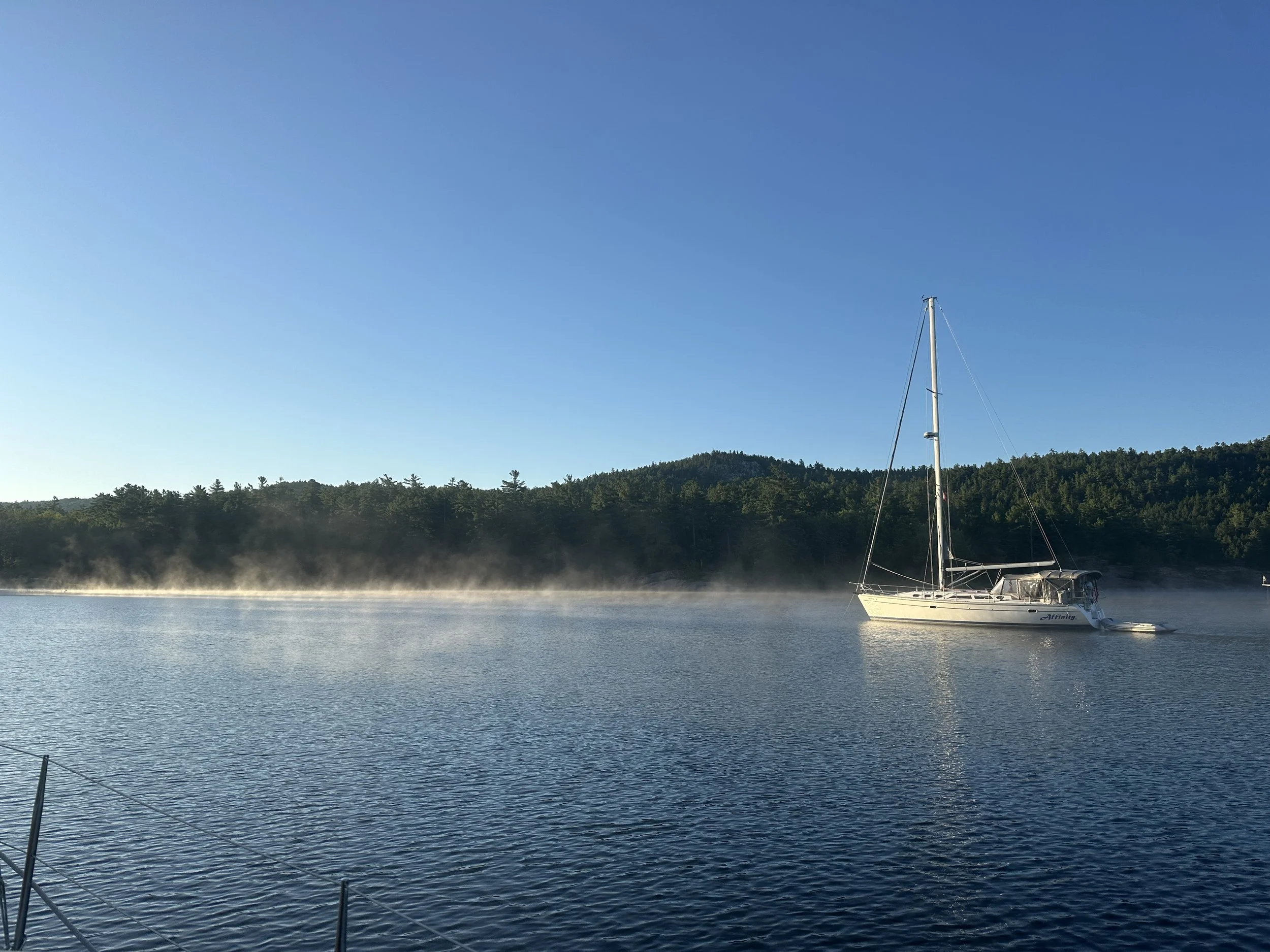 Early morning mist at anchor