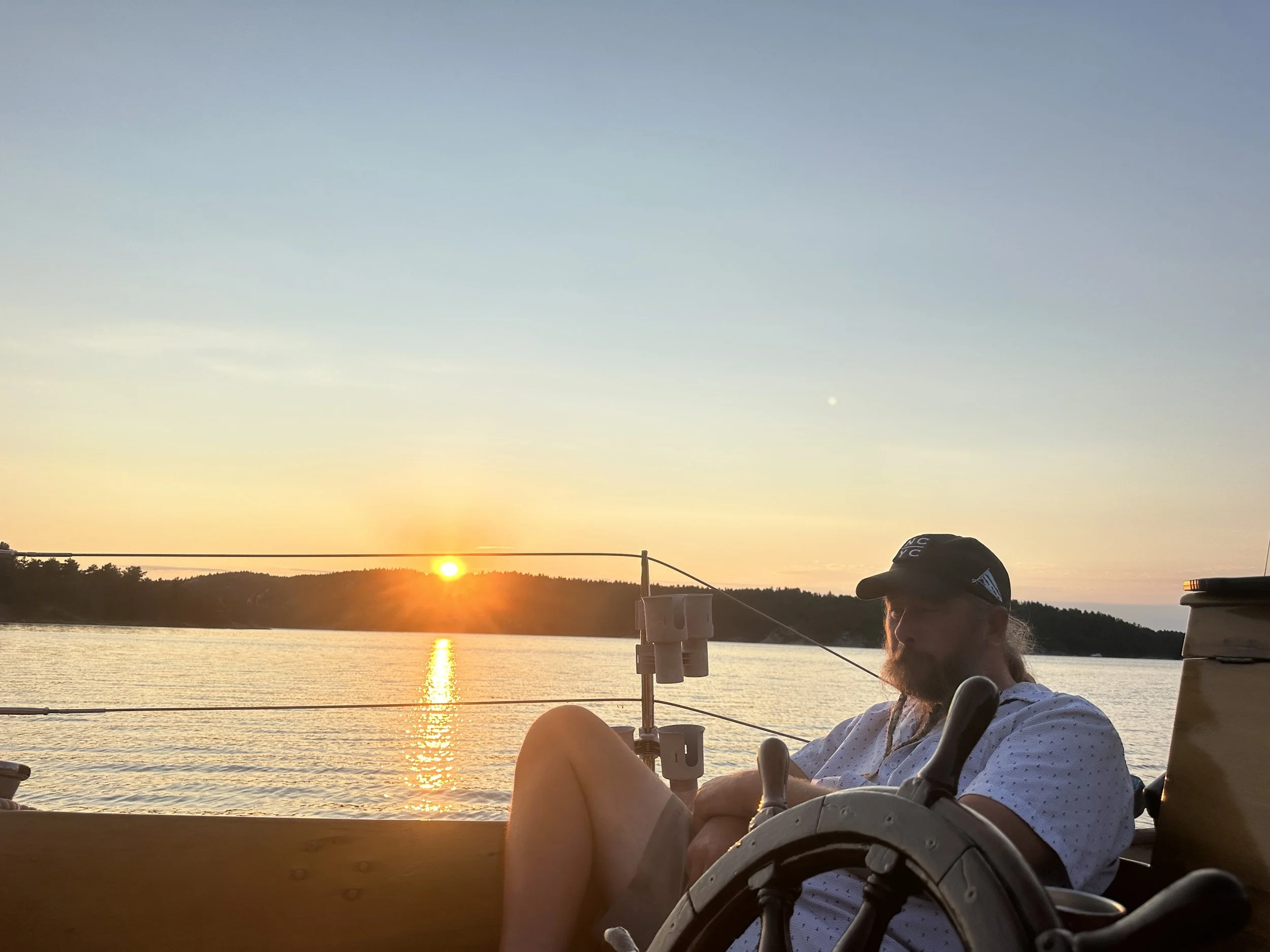 Enjoying sunset on deck