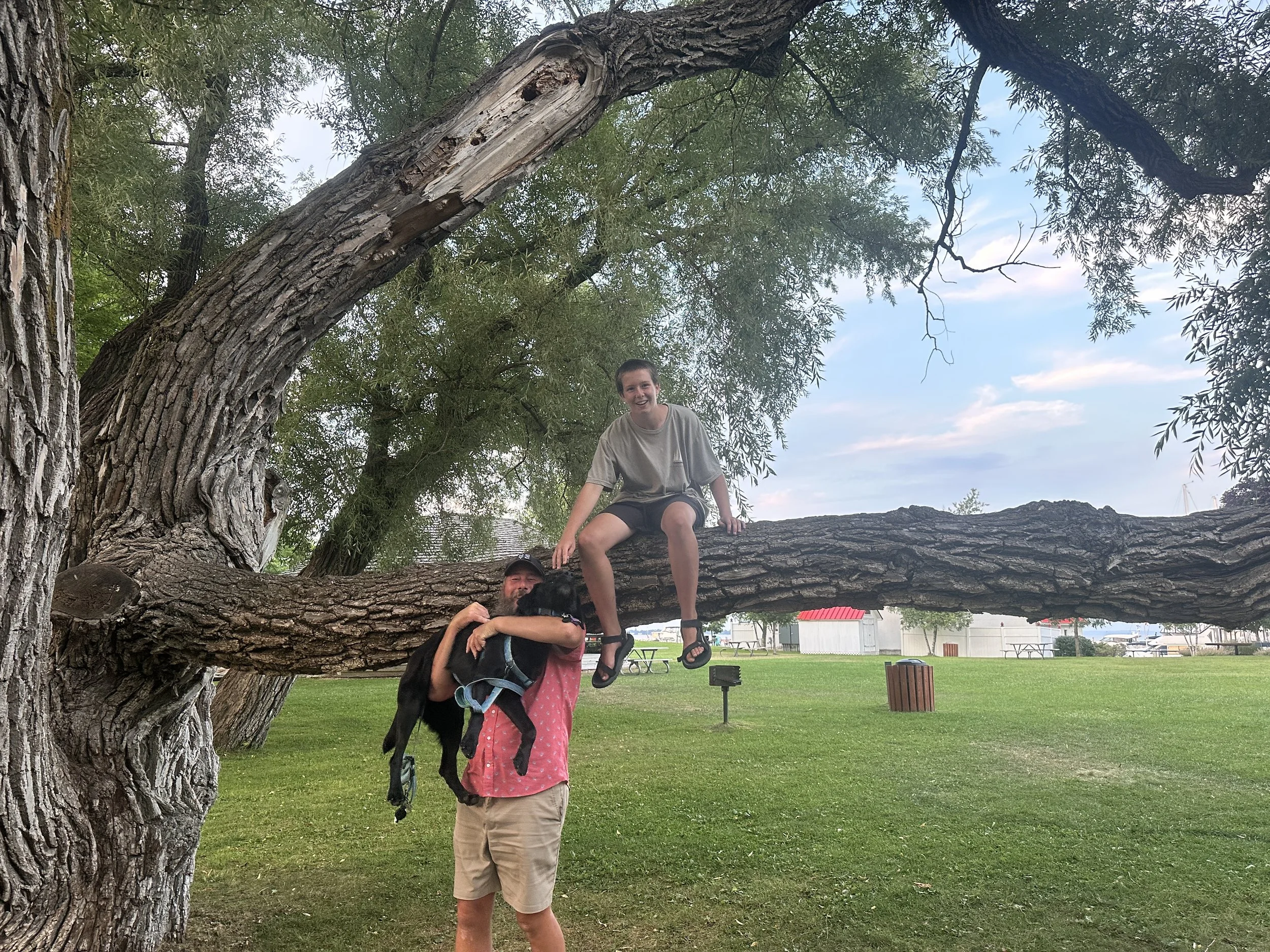 Park fun (we tried to get Kona to climb trees, it didn't work)
