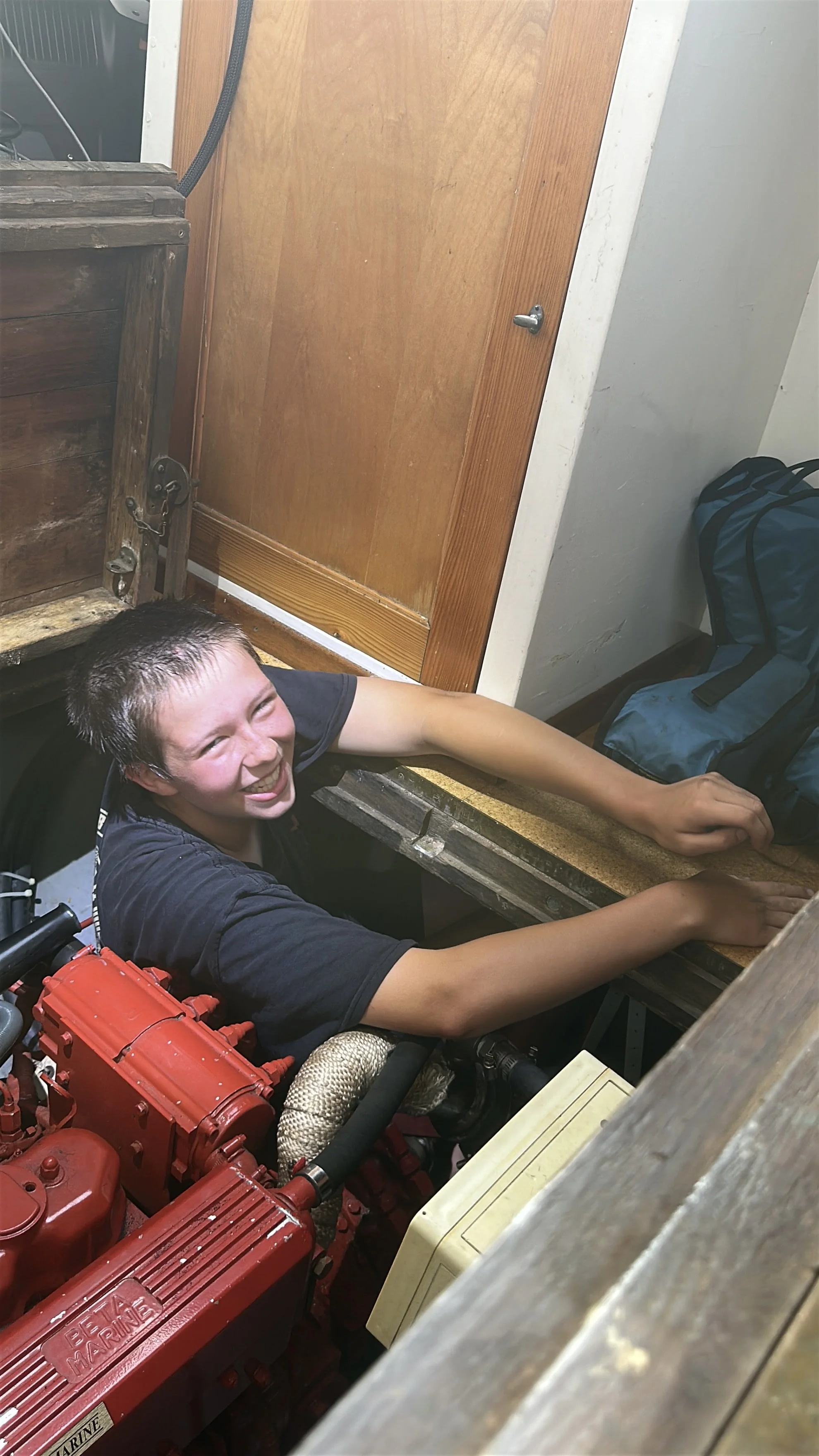 Cory working the packing