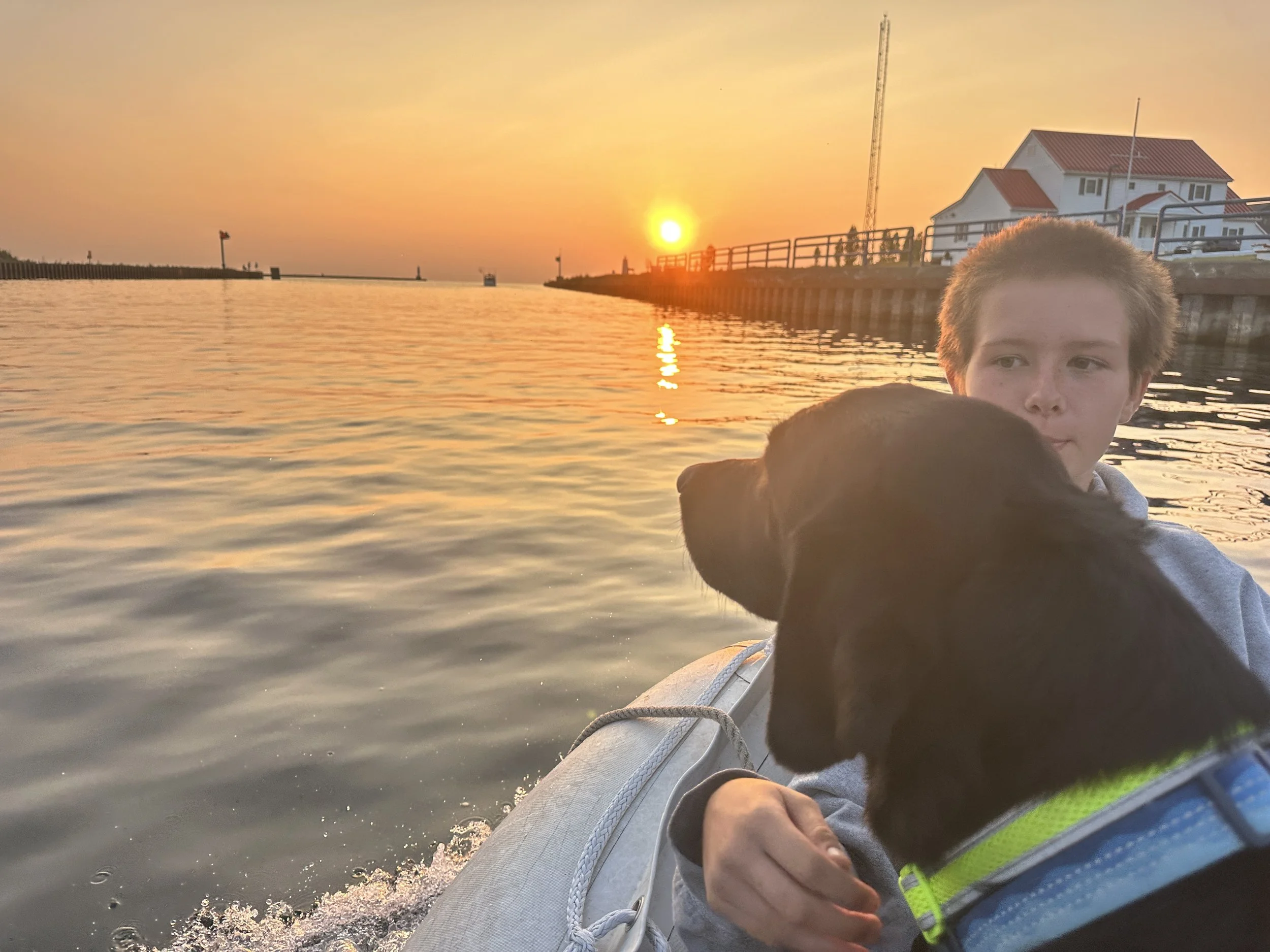 Evening dinghy ride to beach