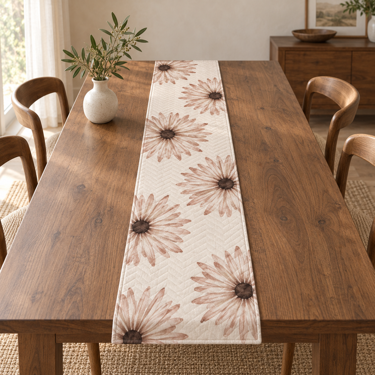 Becoming Bloom Quilted Floral Table Runner