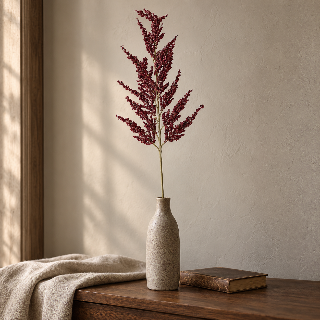 Mulberry Heather Faux Floral Spray