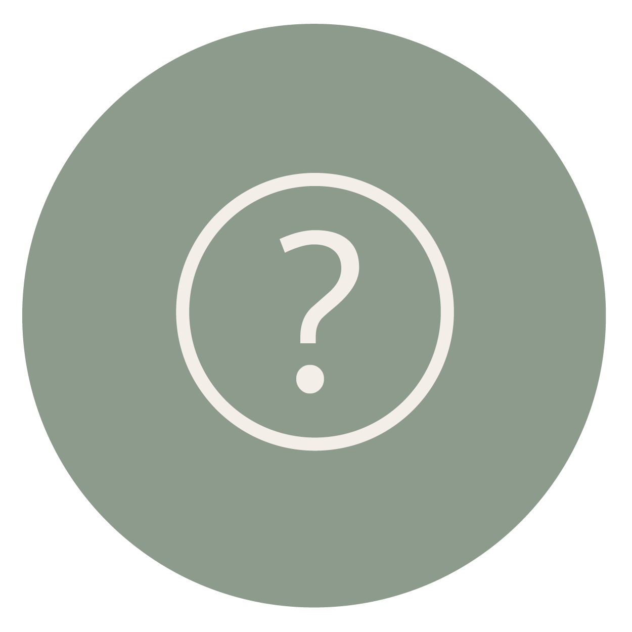 An icon with a question mark inside a circle on a gray background.