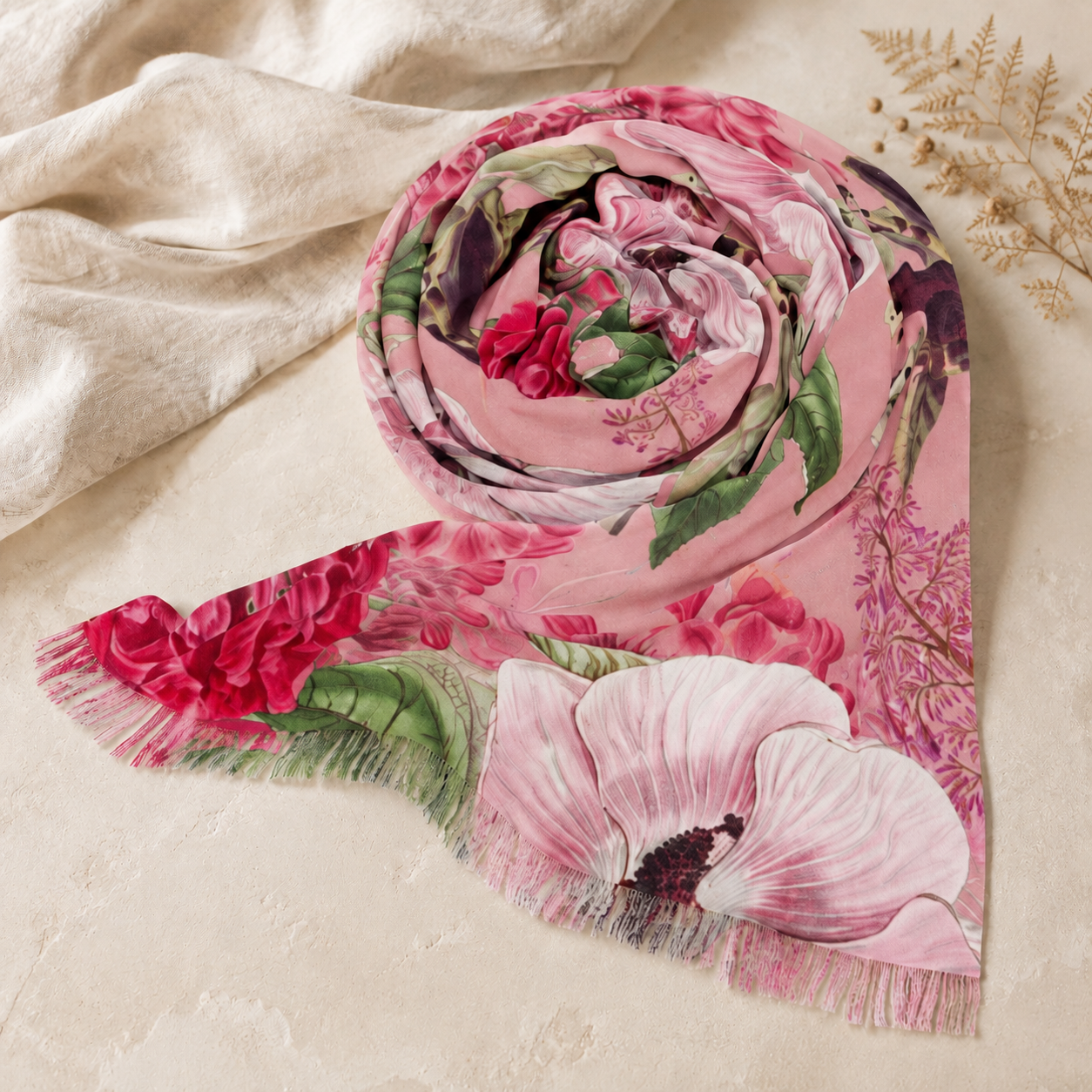 Blushing Garden Lightweight Floral Scarf