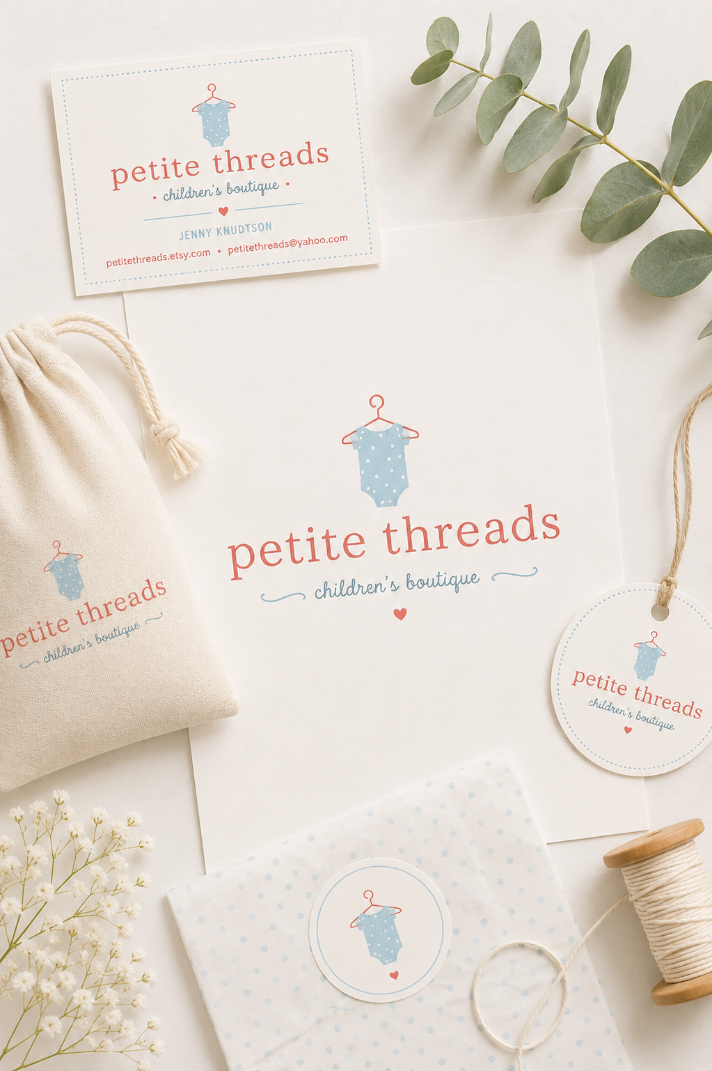 A charming visual identity designed to capture the warmth and whimsy of a children's boutique.