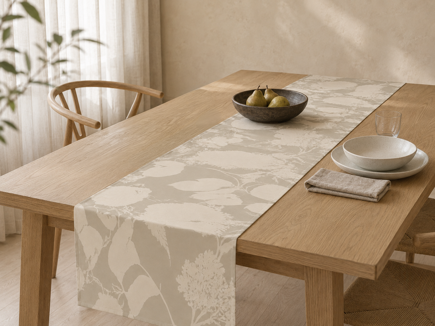 Quiet Meadow Quilted Botanical Table Runner