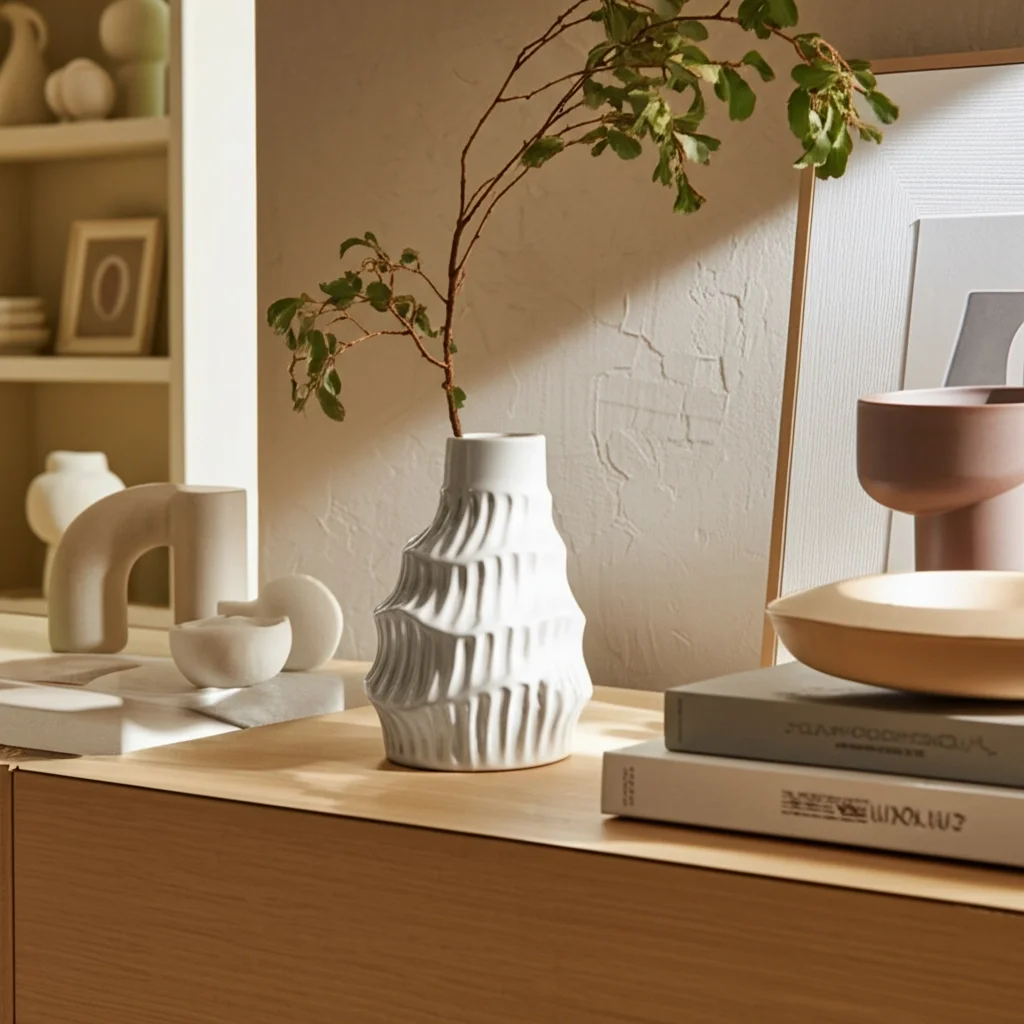 Sculpted White Ceramic Vase