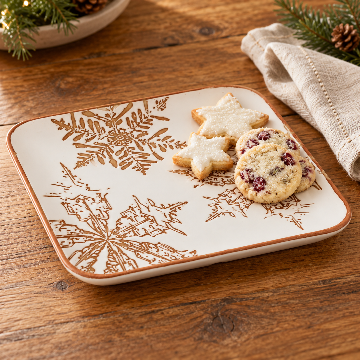 Snowflake Stoneware Tray