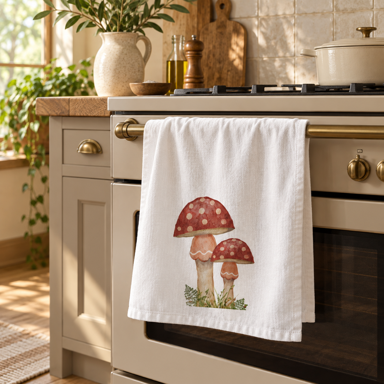 Woodland Toadstool Cotton Tea Towel