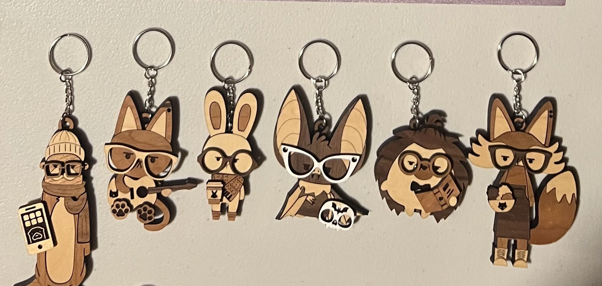 WOOD 3D KEY CHAINS- $30 (Sold)