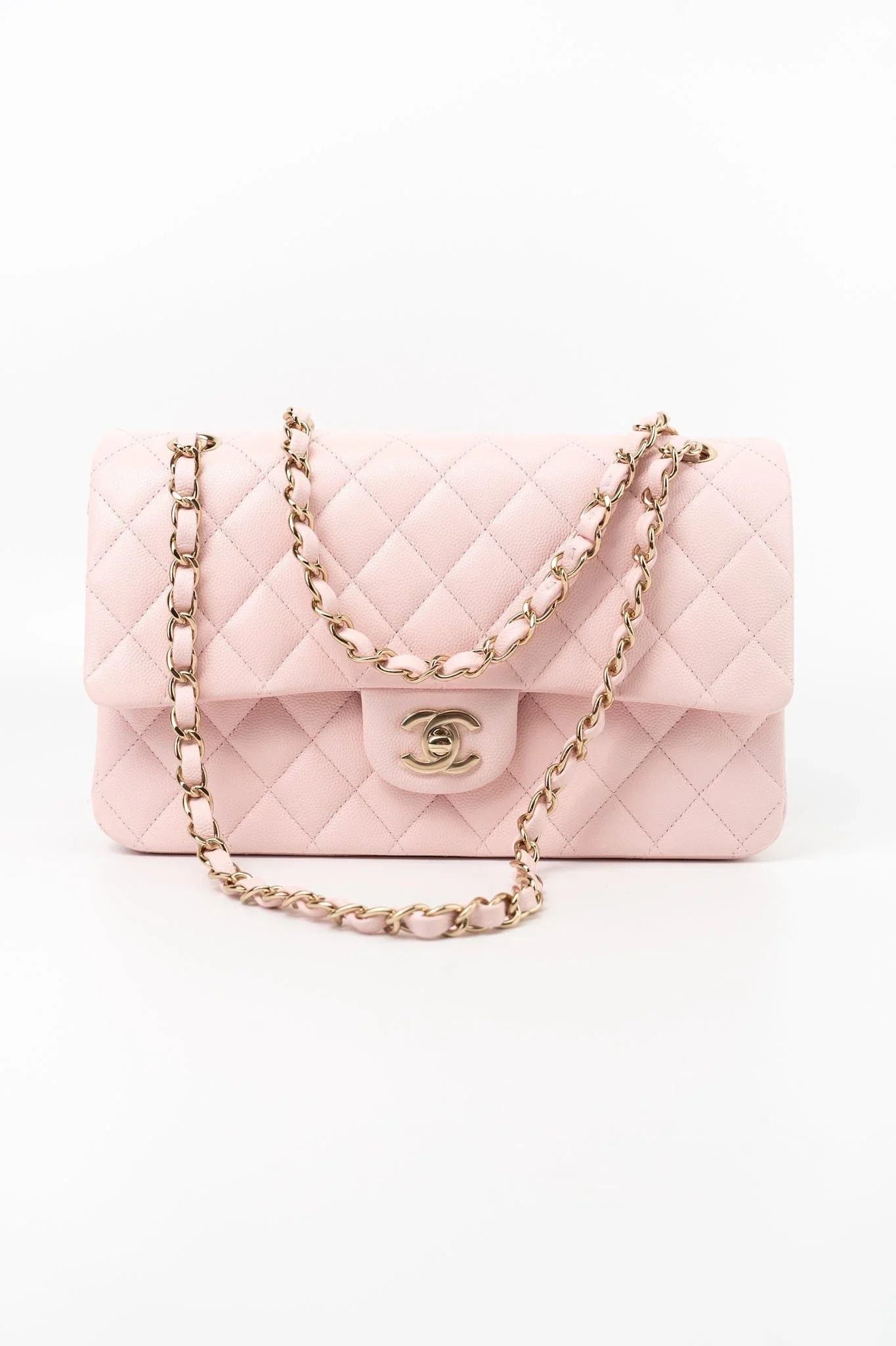 CHANEL 22P Light Pink Caviar Quilted Classic Flap Medium LGHW