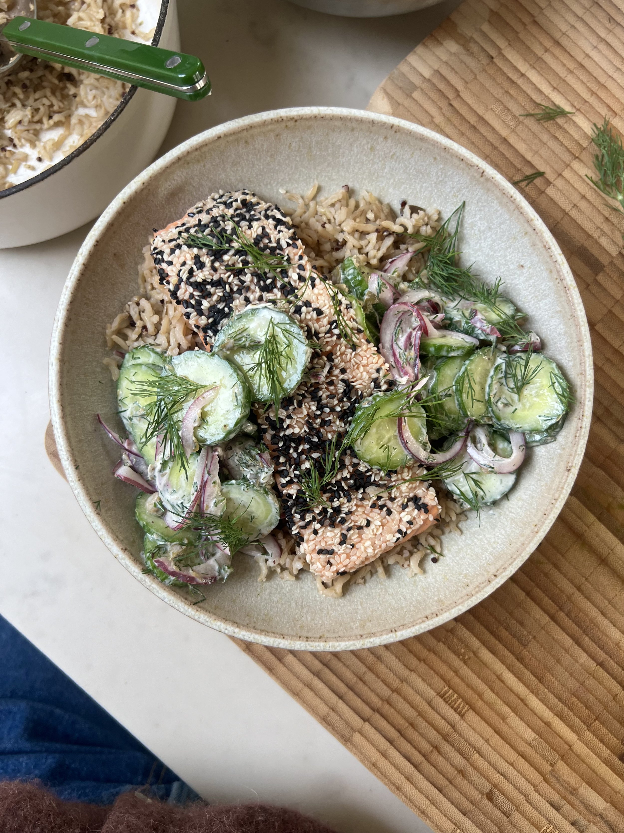 Salmon bagel bowl