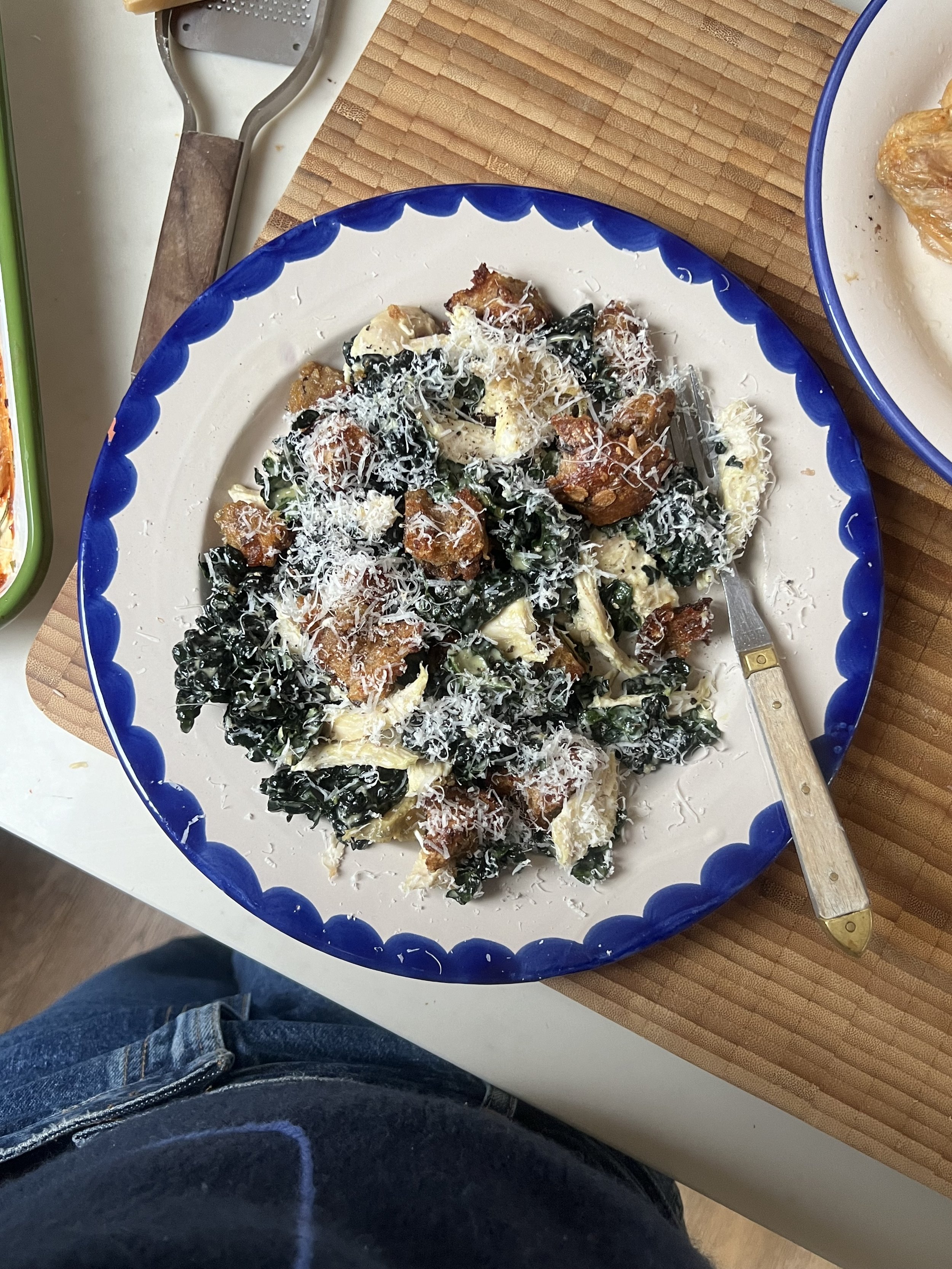 Whole roast chicken kale caesar