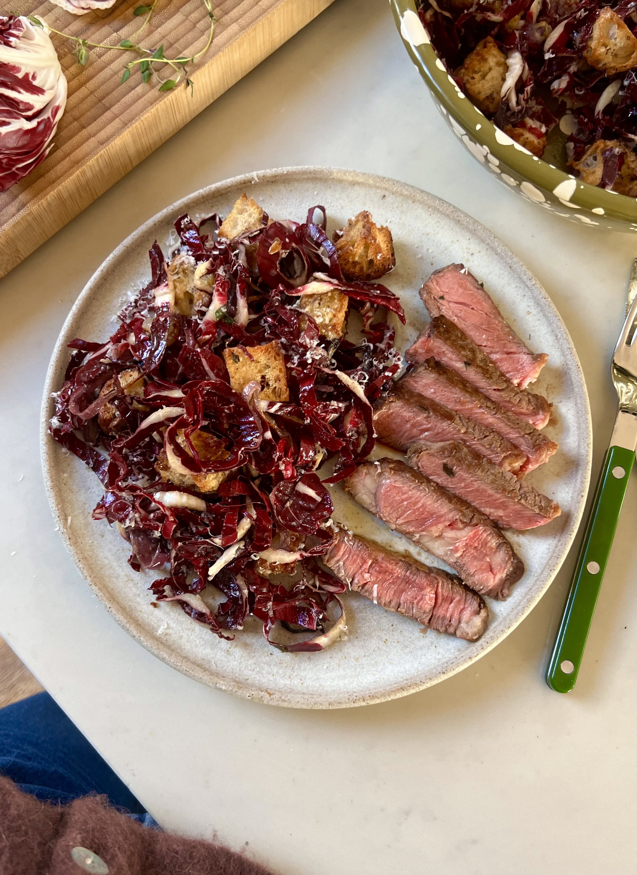Steak and radicchio salad with anchovy dressing