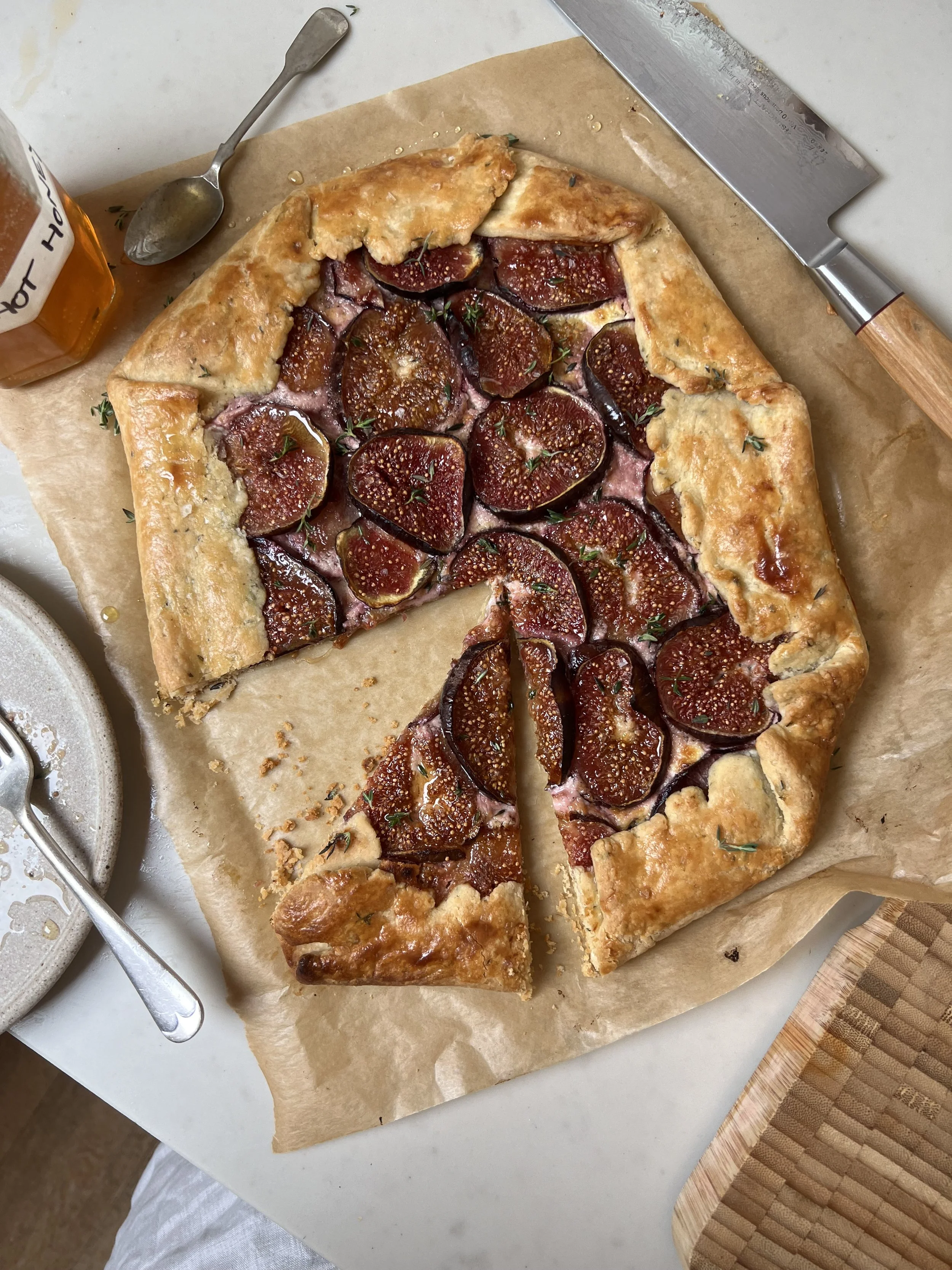 Fig & goats cheese galette with hot honey