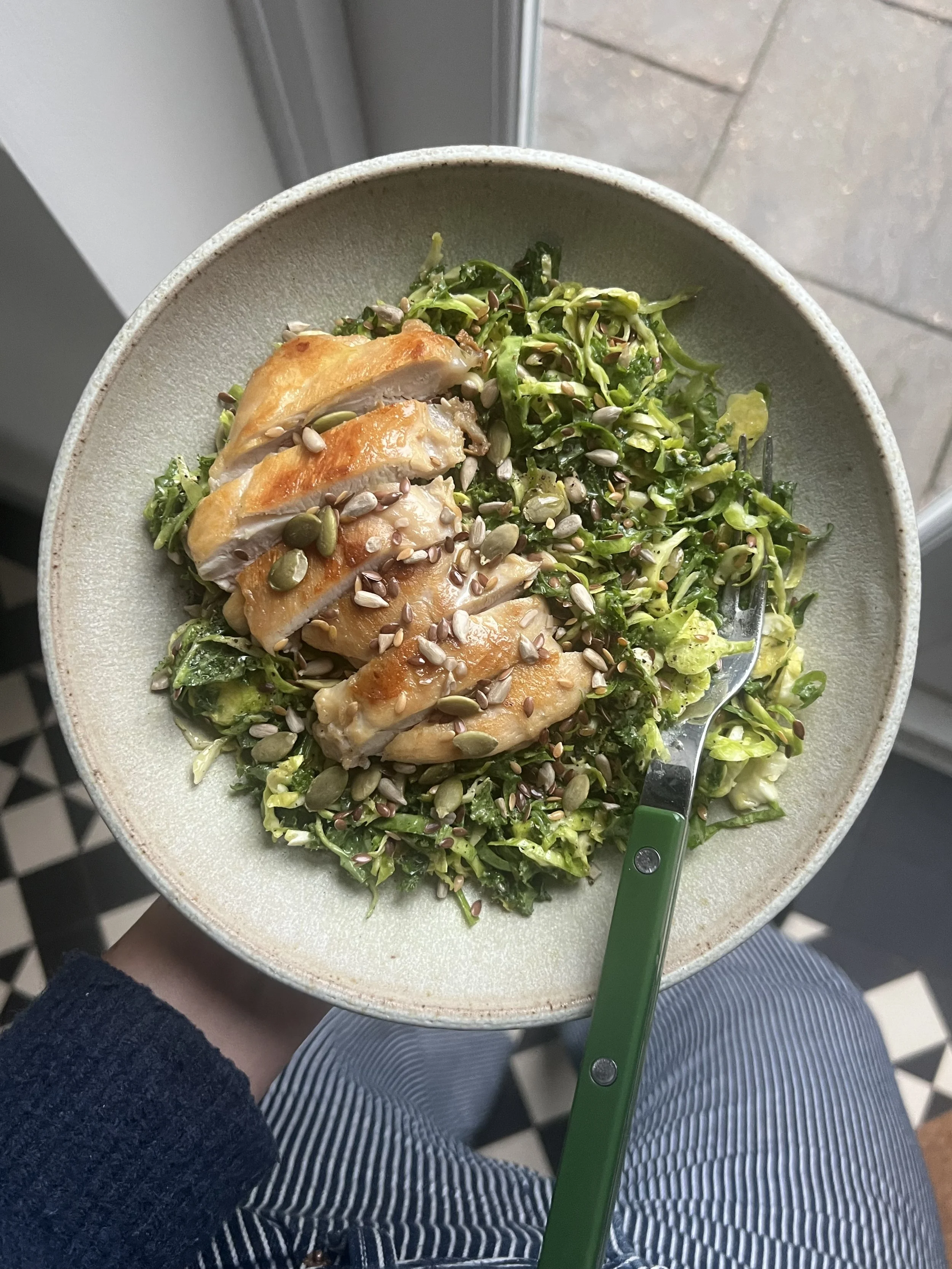 Sprout & kale caesar(ish) salad