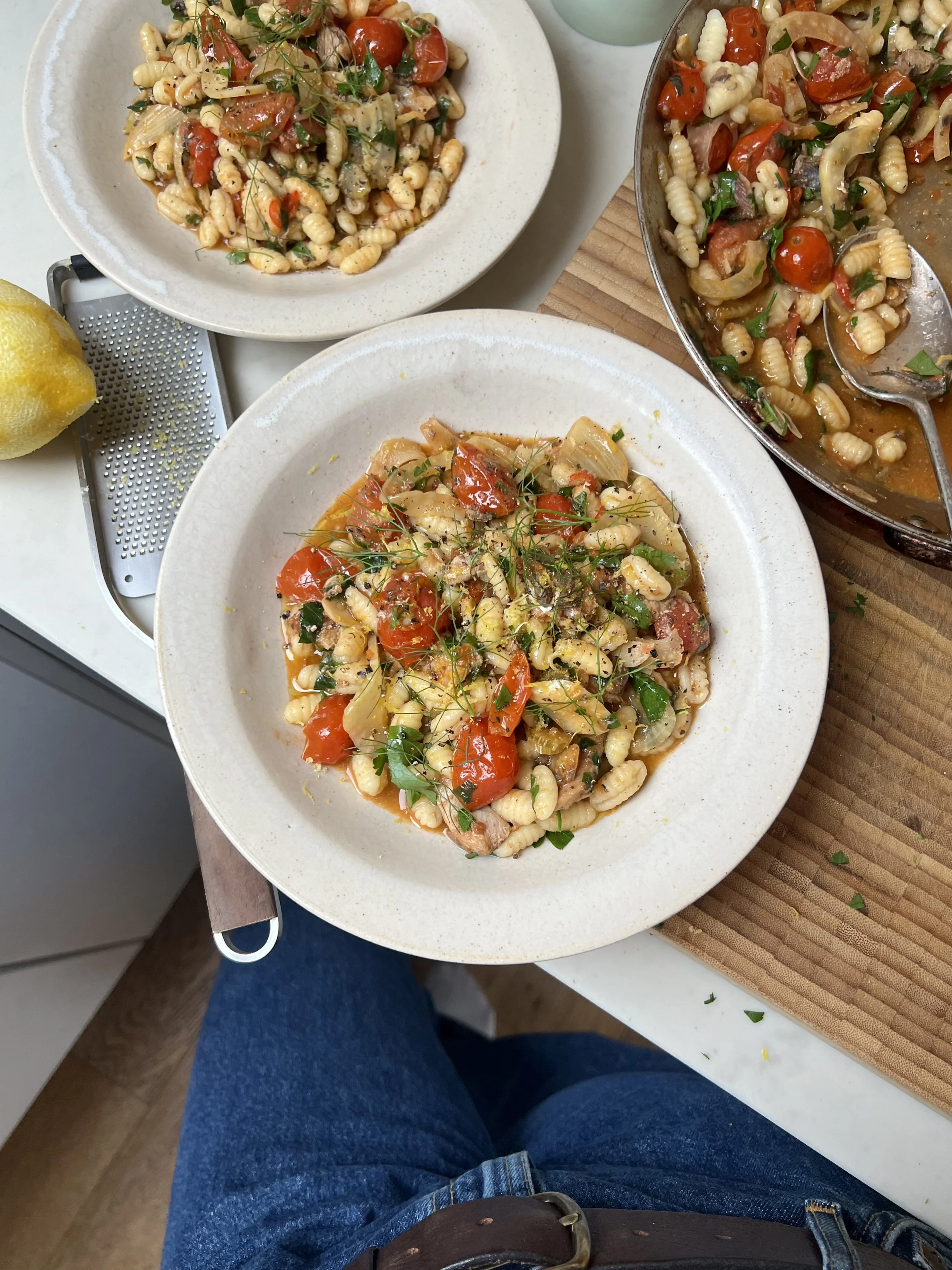Cavatelli with sardines, tomatoes and fennel