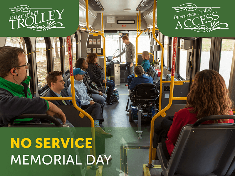 No Interurban Trolley Service on May 26, 2025 – Memorial Day