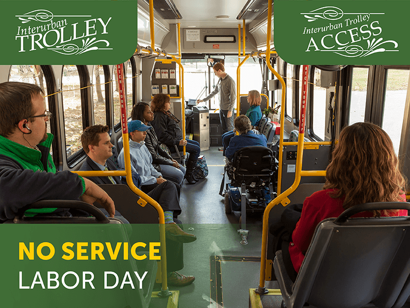 No Interurban Trolley Service on September 2, 2024 - Labor Day