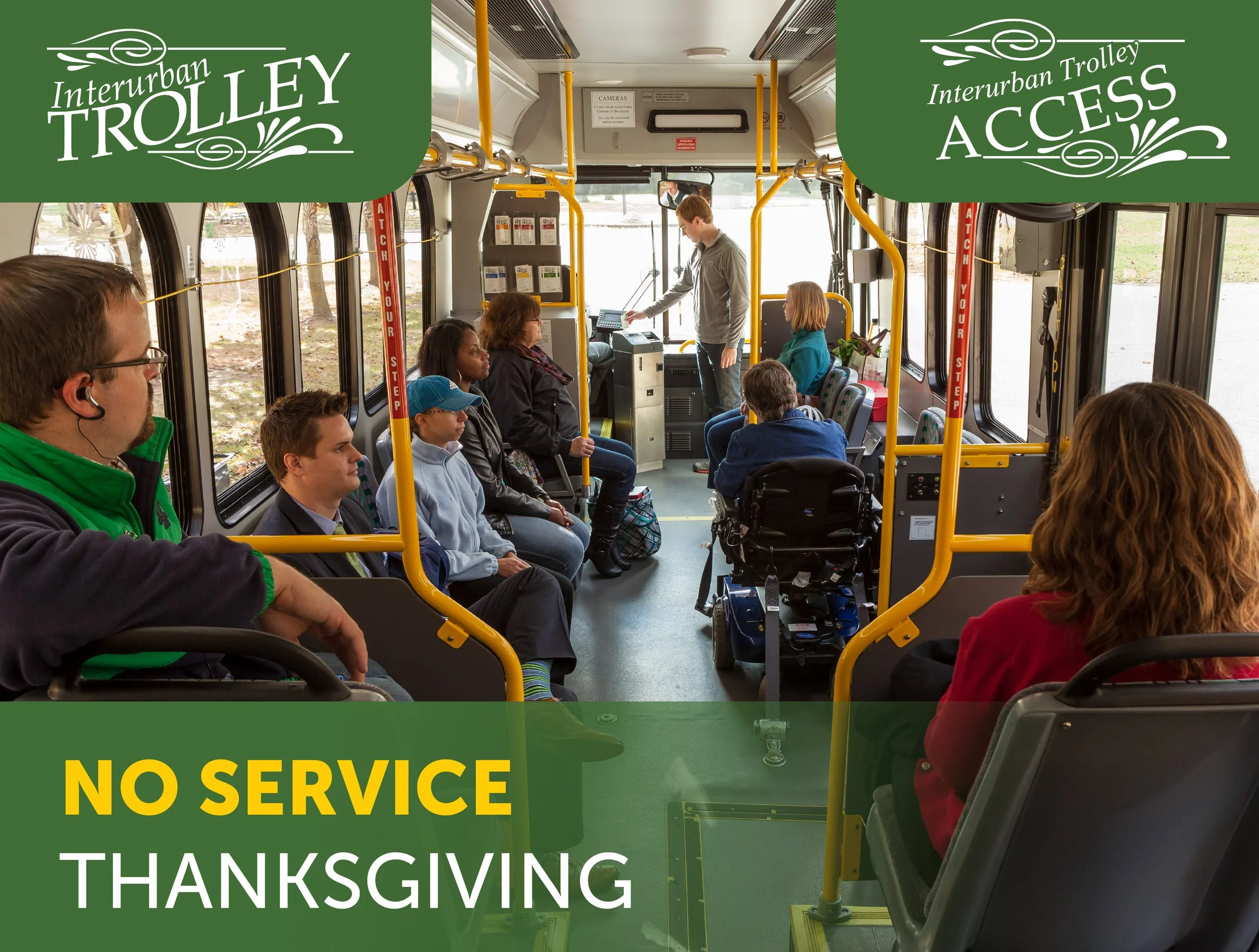 No Interurban Trolley Service on Thanksgiving Day, Thursday, November 27, 2025