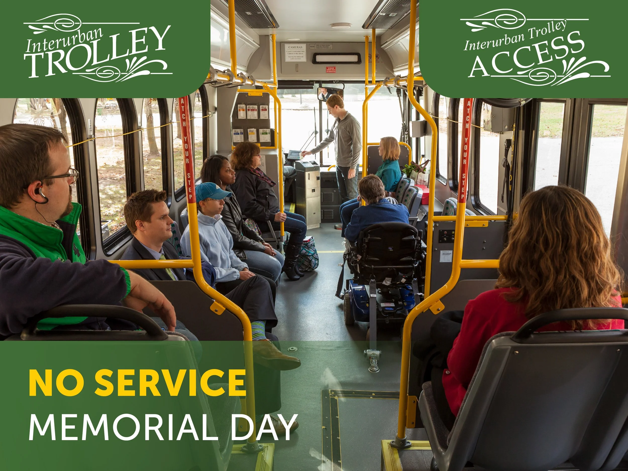 No Interurban Trolley Service on May 25, 2026 – Memorial Day