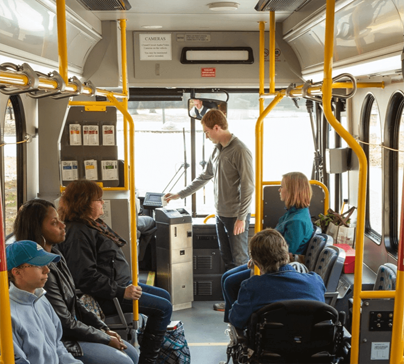 people paying on trolley