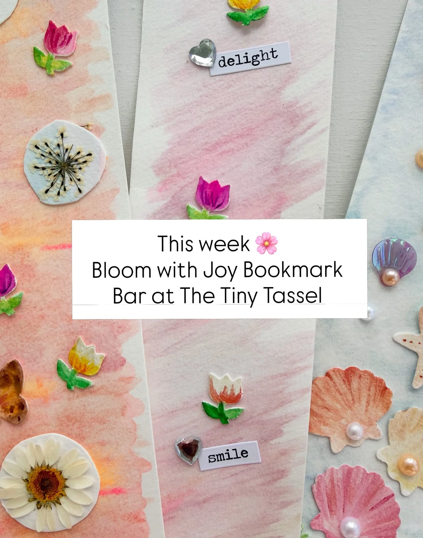 This week!! 🌸

We are gathering @thetinytassel for a creative, joy-filled evening!

You&rsquo;ll design your own watercolor bookmark, layer it with beautiful details, and then have the option to finish it with a tassel or charm from The Tiny Tassel!