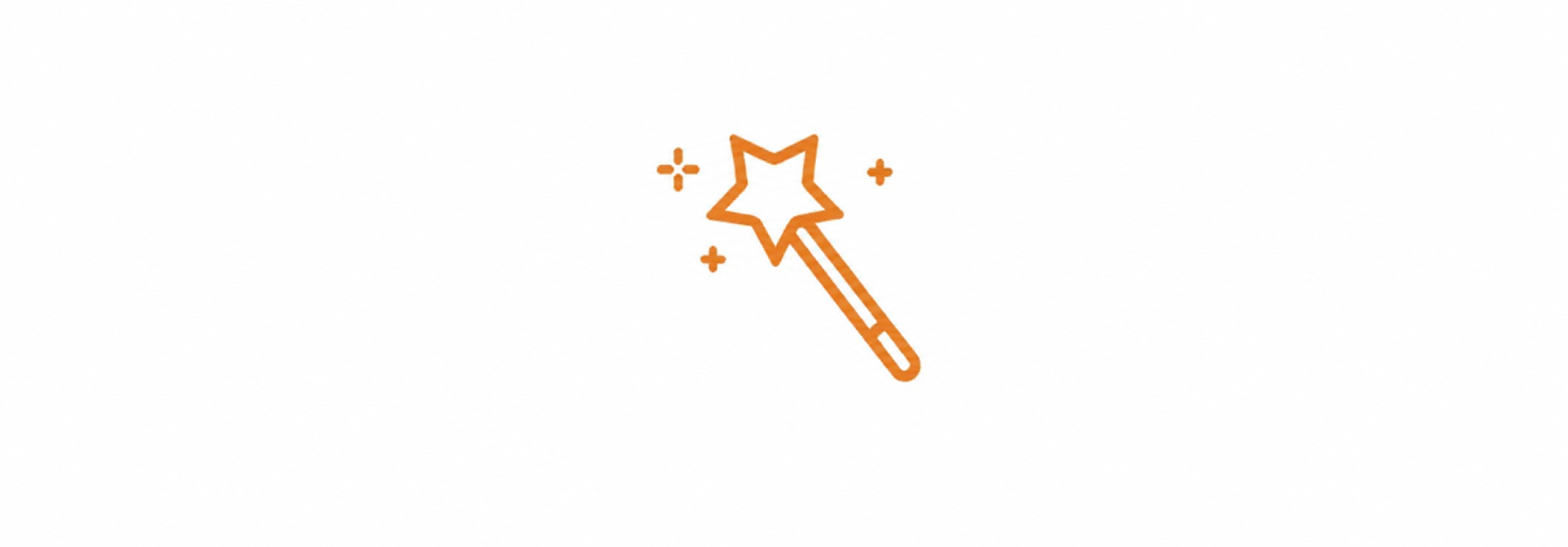 Copper magic wand with a star-shaped tip and small sparkles.