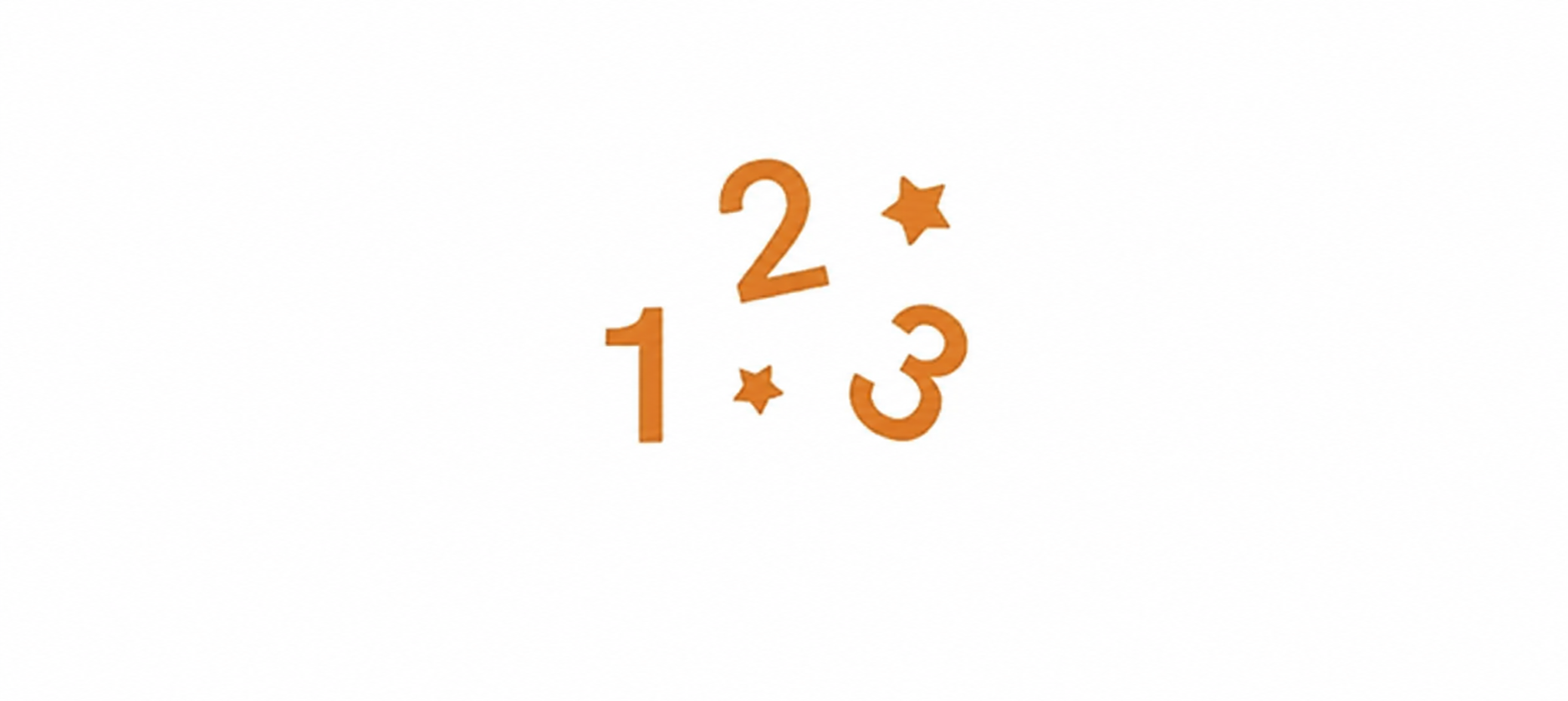 Copper numbers 1, 2, and 3 with small stars.