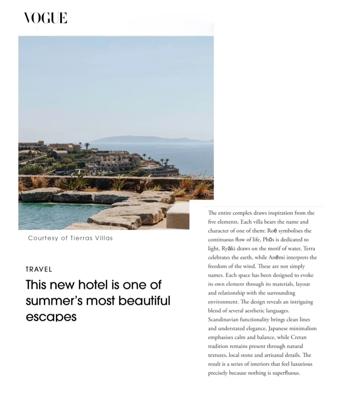 &ldquo;This new hotel is one of summers most beautiful escapes&rdquo; @voguemagazine @tierrasvillas