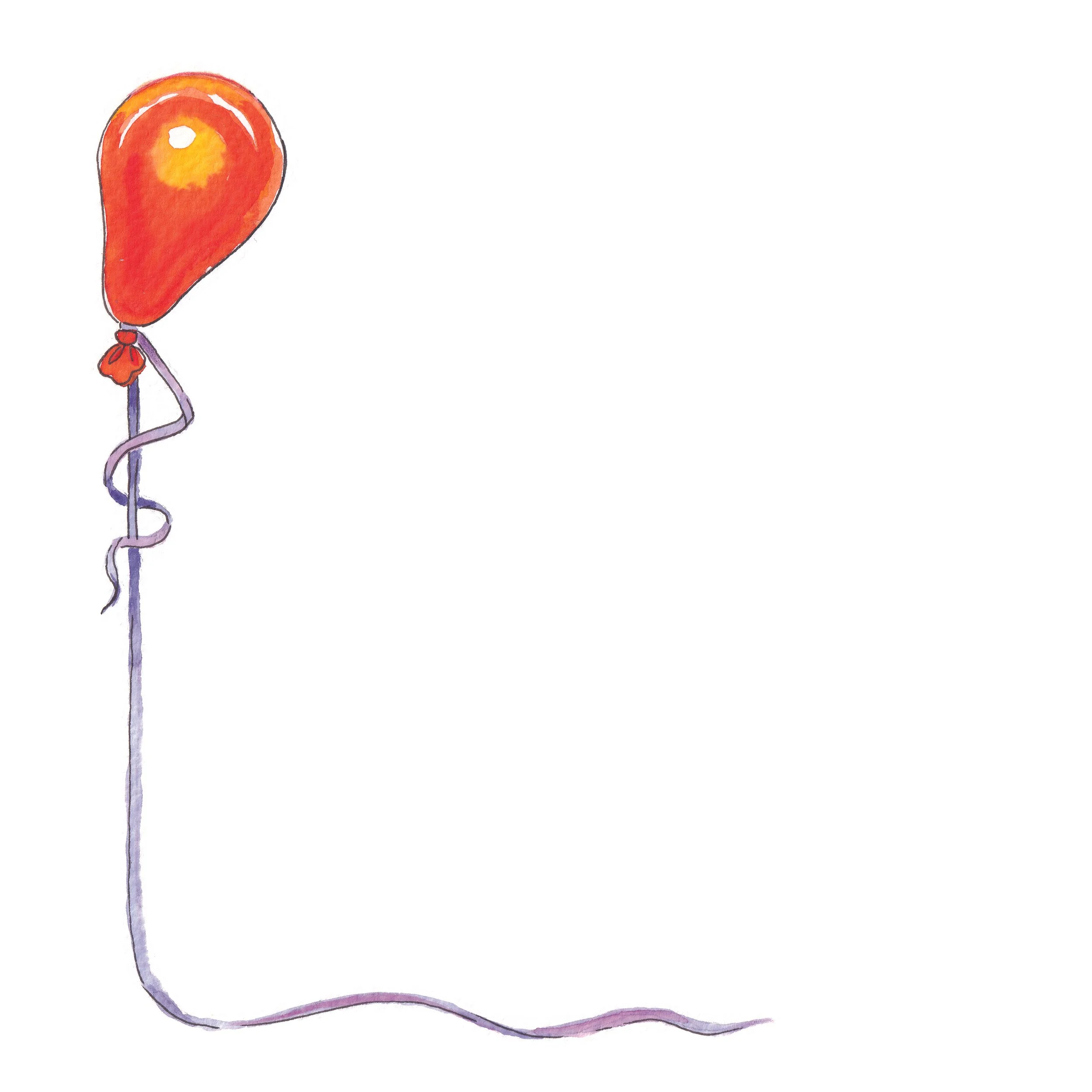 Bright orange balloon watercolour