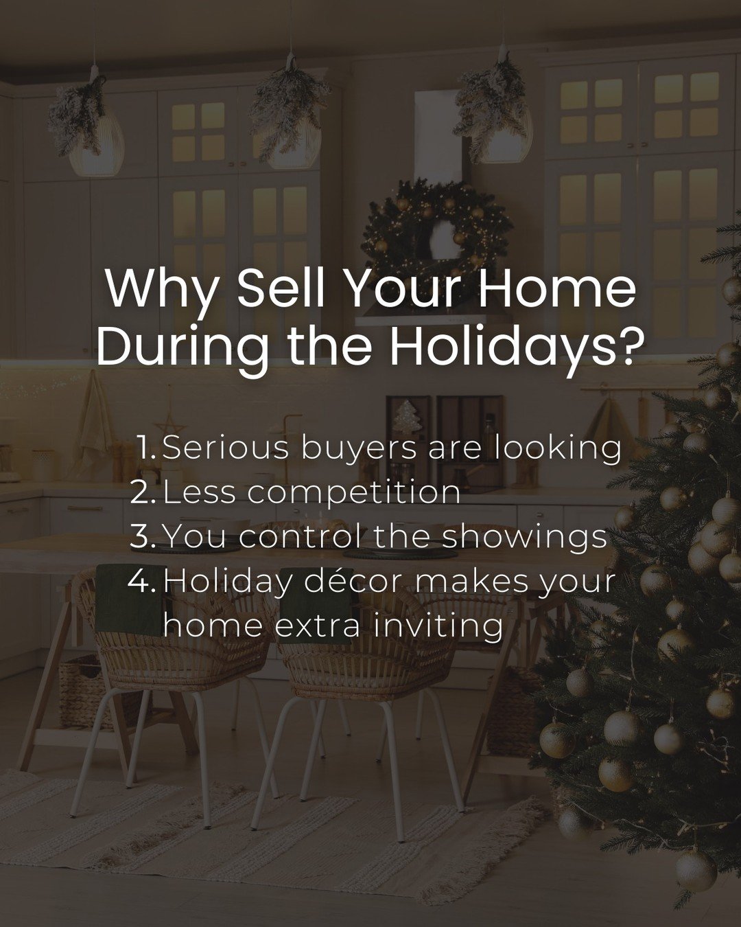 ✨ Thinking about waiting until next year to sell? BIG mistake &mdash; here&rsquo;s why&hellip; 👀🏡
Holiday sellers actually have the upper hand! 🎄✨
Serious buyers, low competition, flexible showings, and those cozy d&eacute;cor vibes that make your