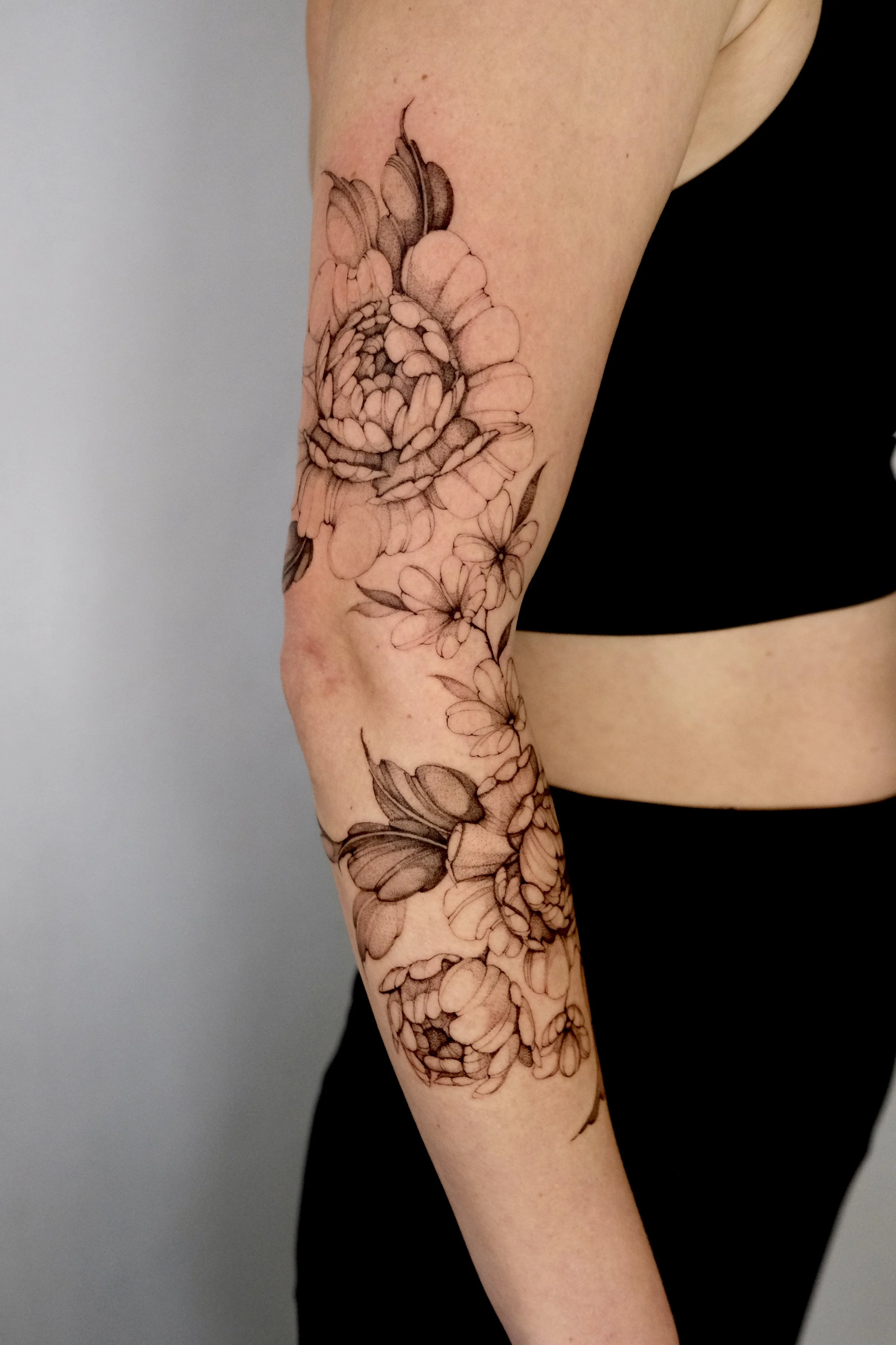 Flower sleeve tattoo