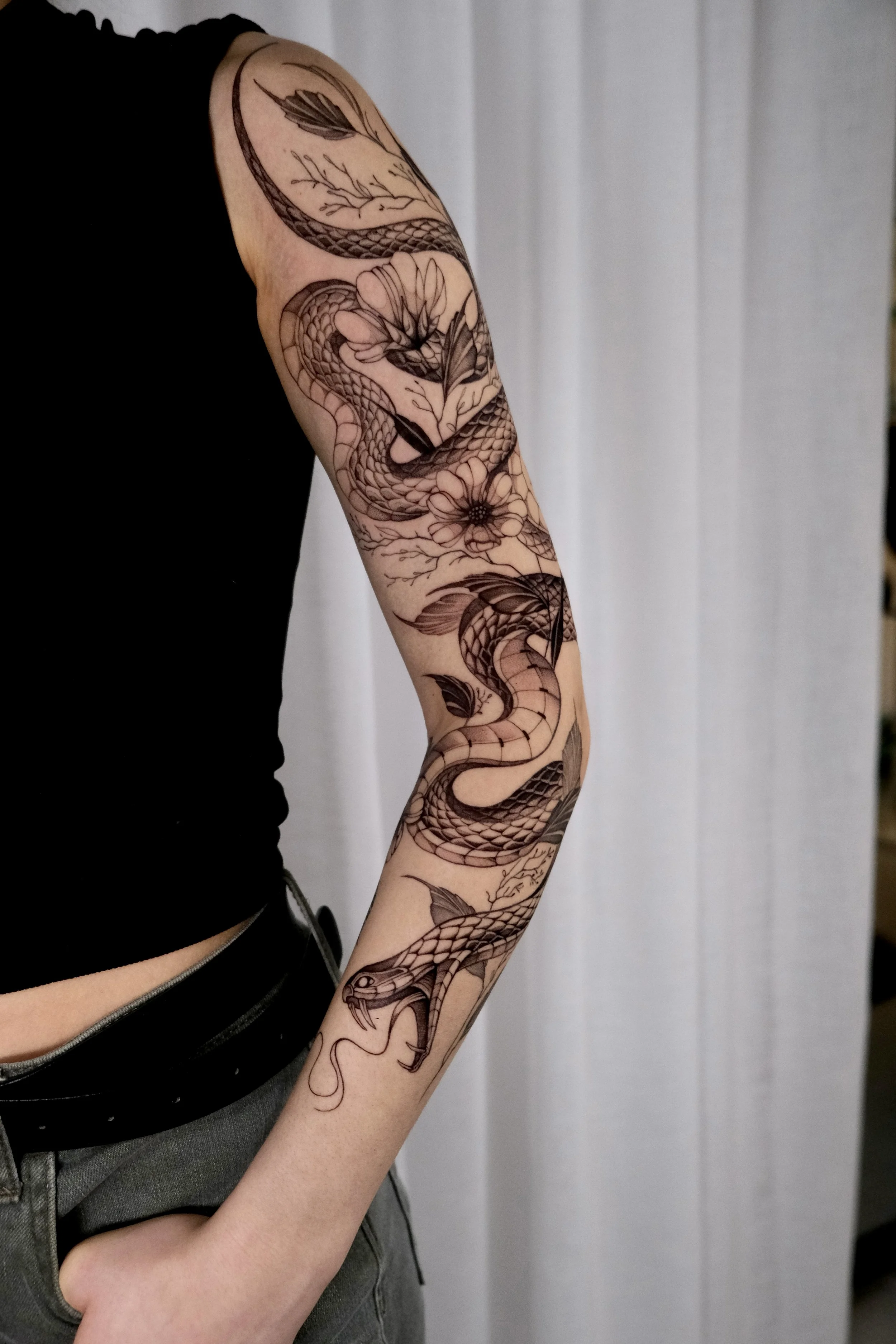 snake sleeve tattoo design