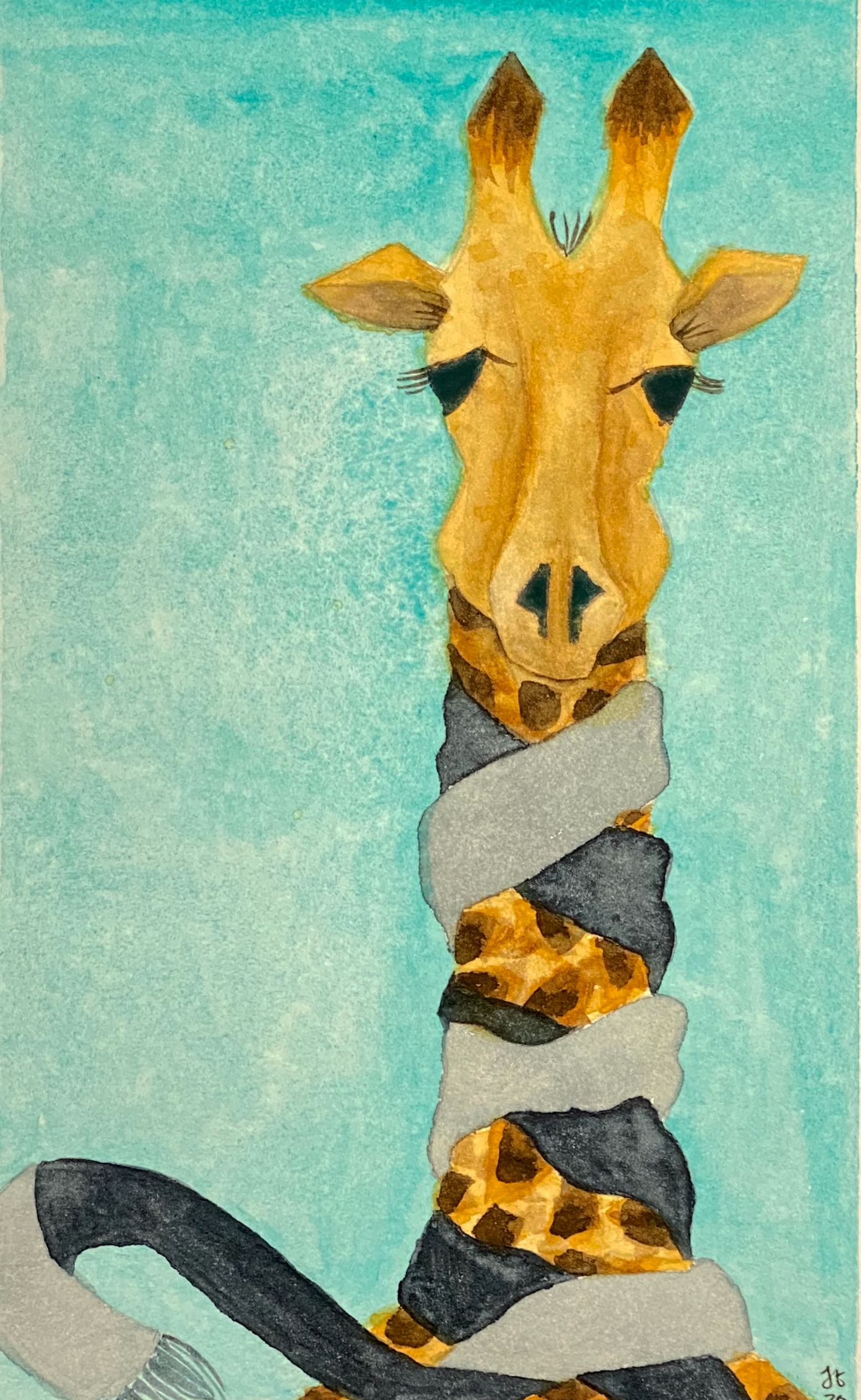 Geraldine with Scarf | Watercolor & Ink on Paper 2021