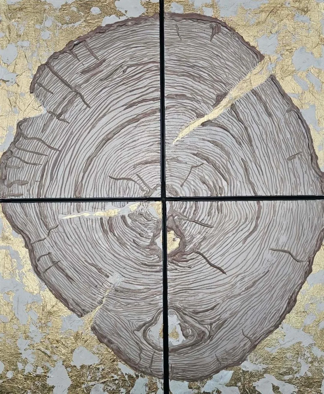 Tree ring art, set of four