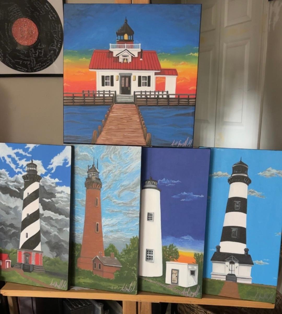 Five North Carolina Lighthouse Paintings
