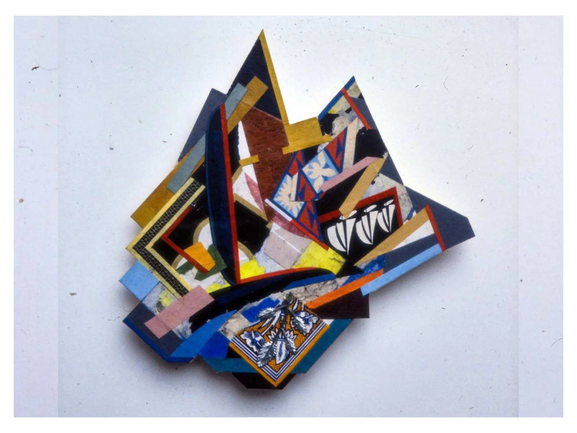 Yachts and Tiles, acrylic and collage on heritage museum mounting card, 16 x 16.5 cm, 1984